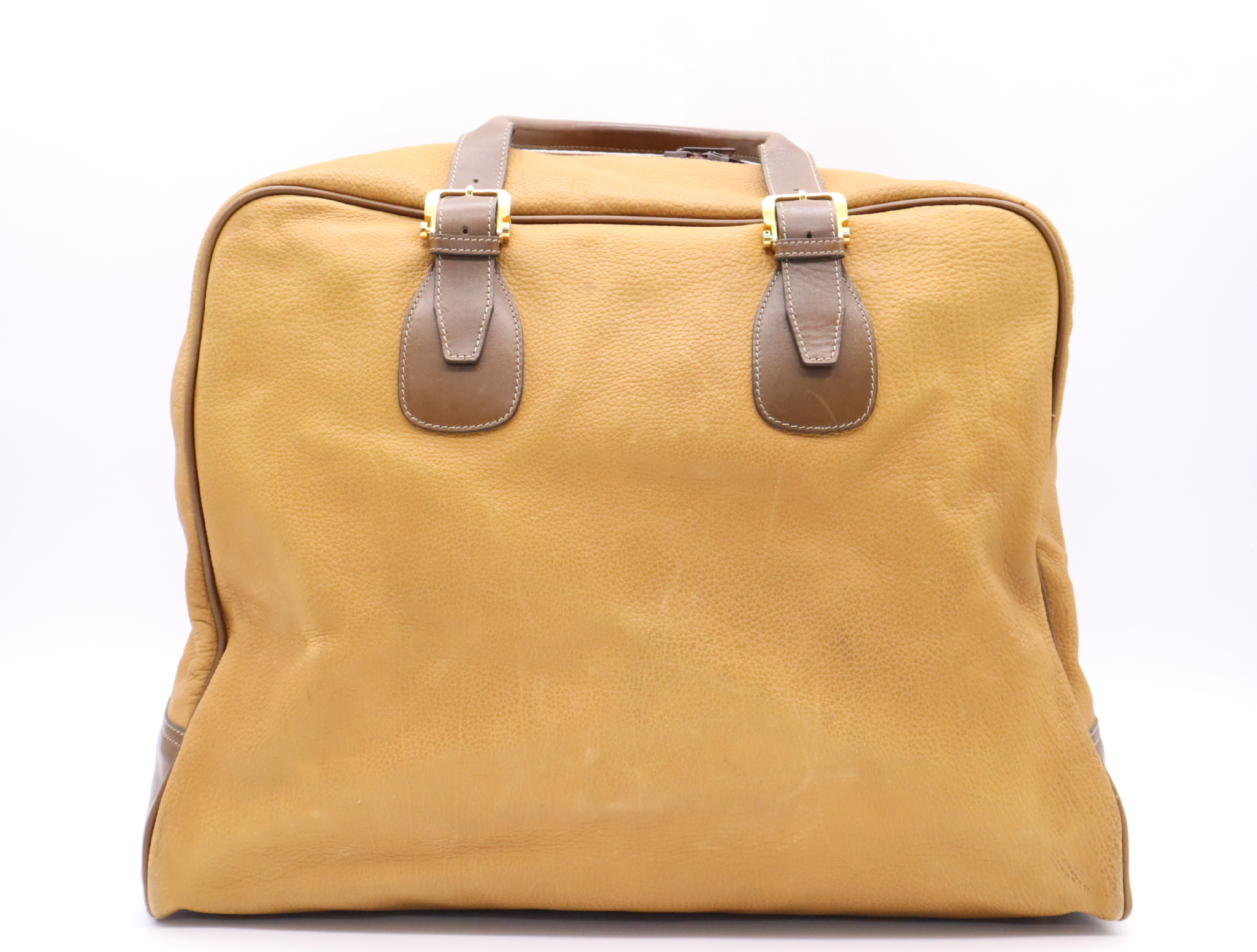 Leather Amazona Boston Bag, Brown, Gold Hardware — view 2