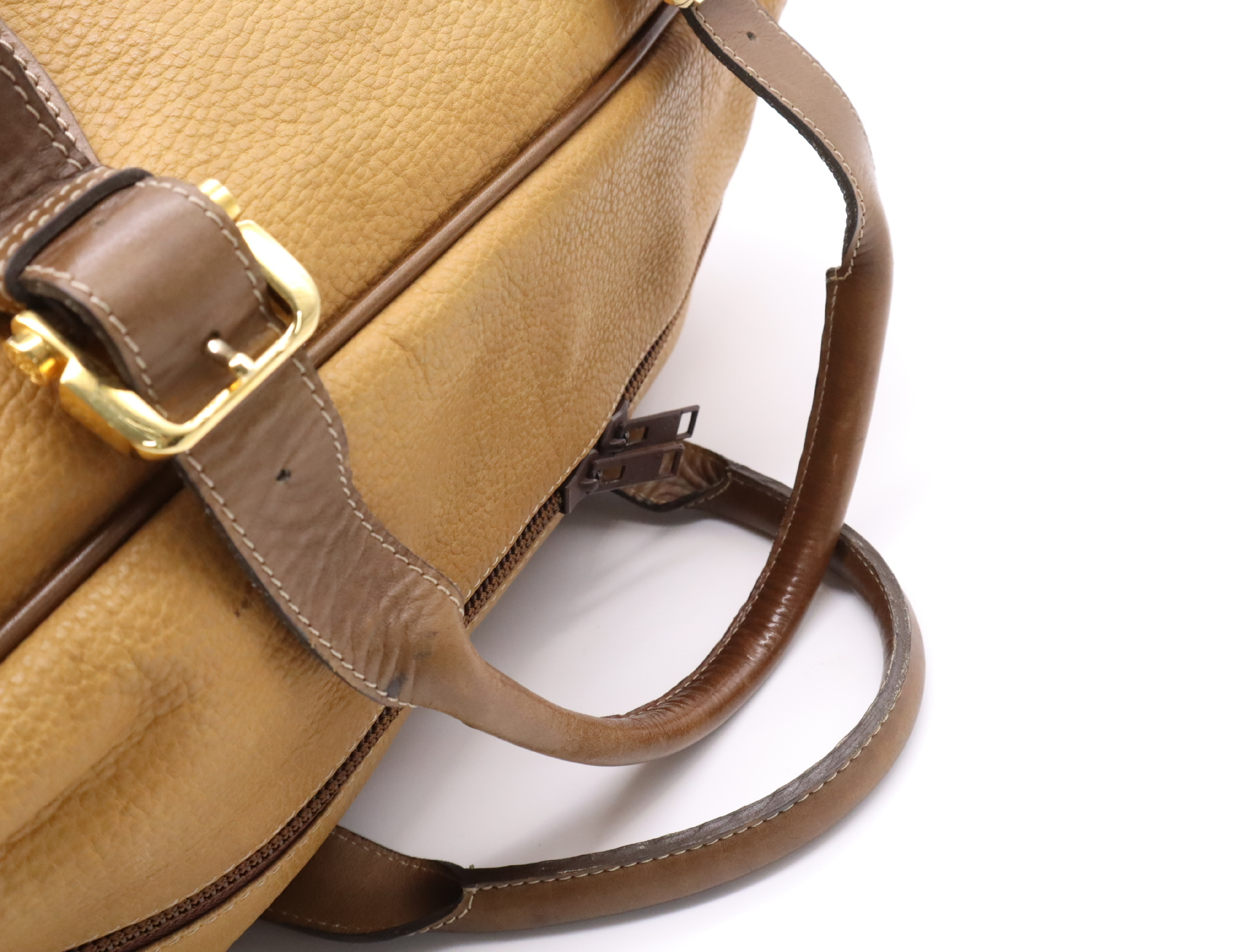Leather Amazona Boston Bag, Brown, Gold Hardware — view 12