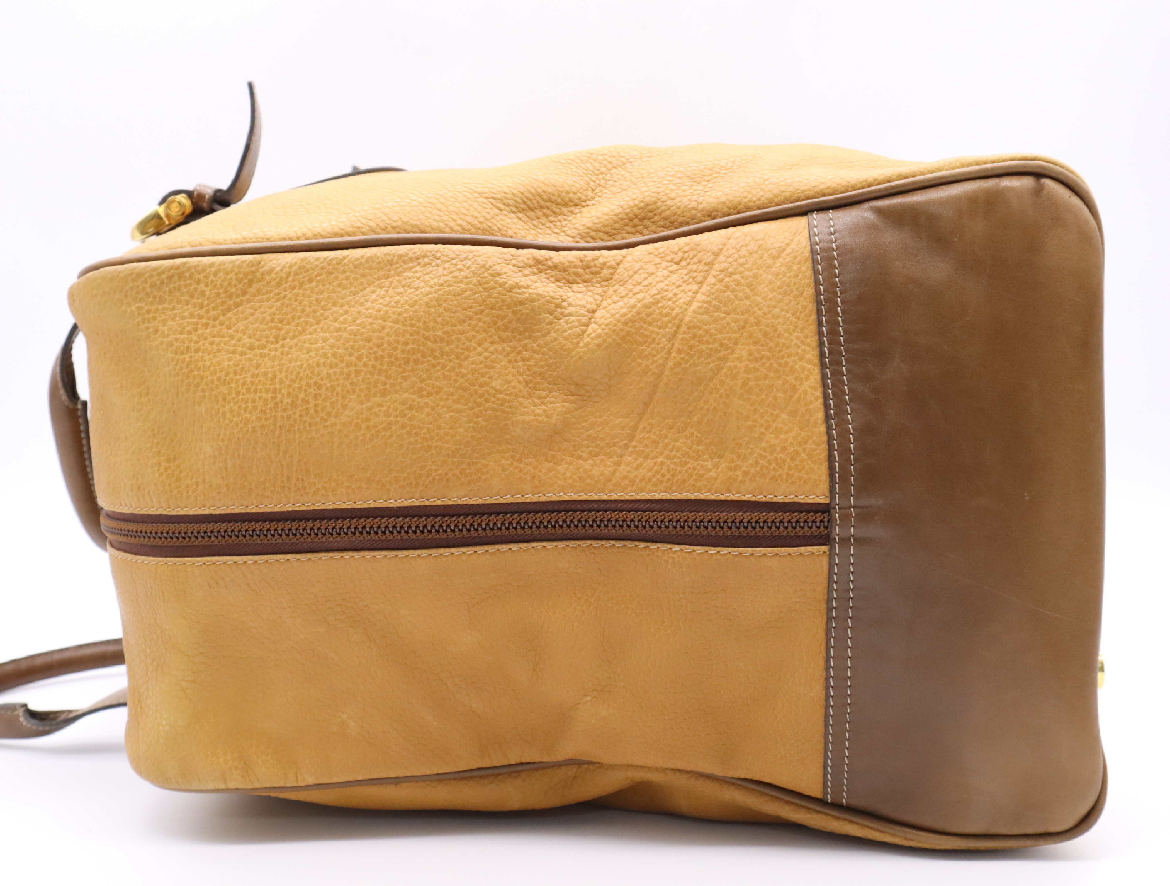 Leather Amazona Boston Bag, Brown, Gold Hardware — view 3