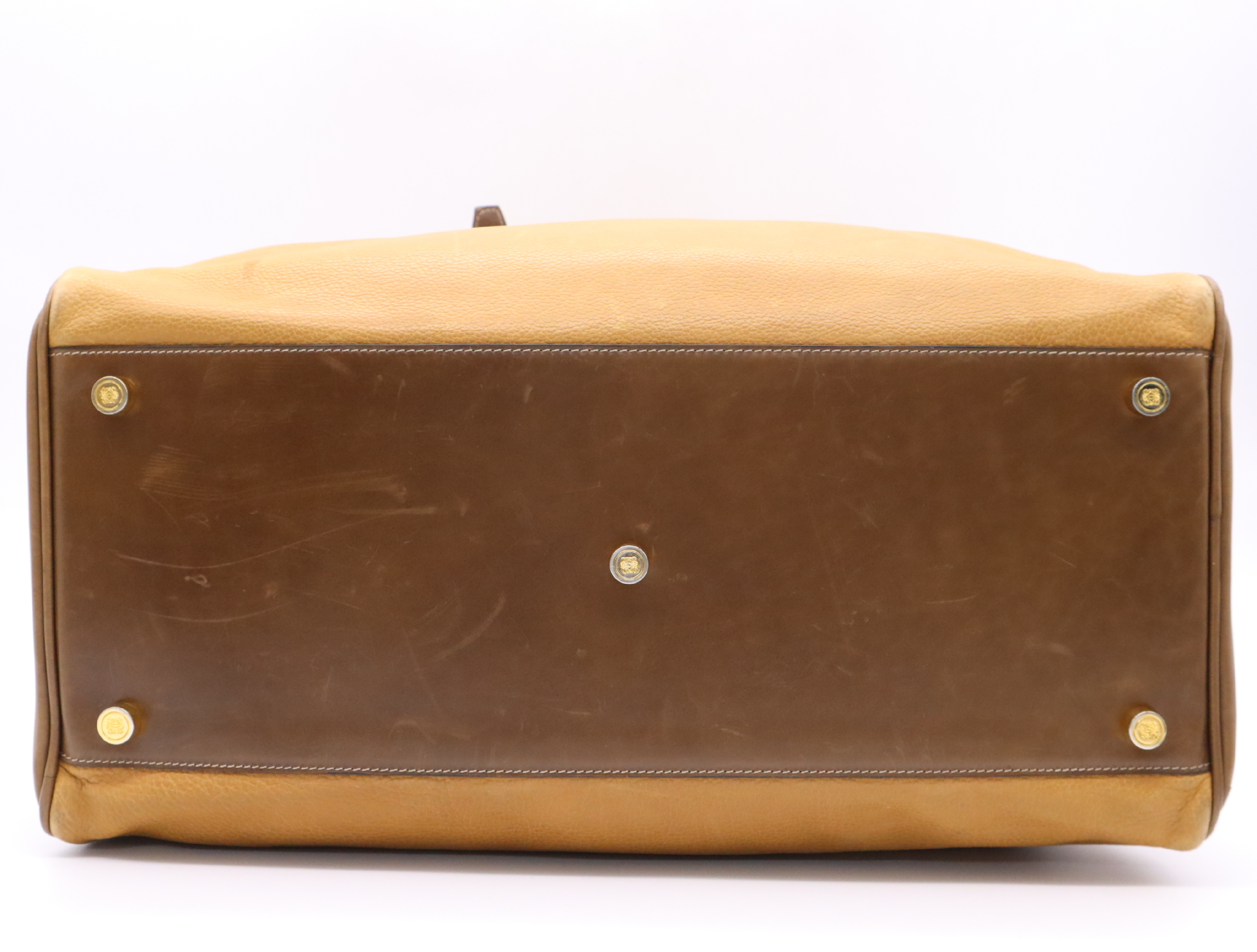 Leather Amazona Boston Bag, Brown, Gold Hardware — view 4