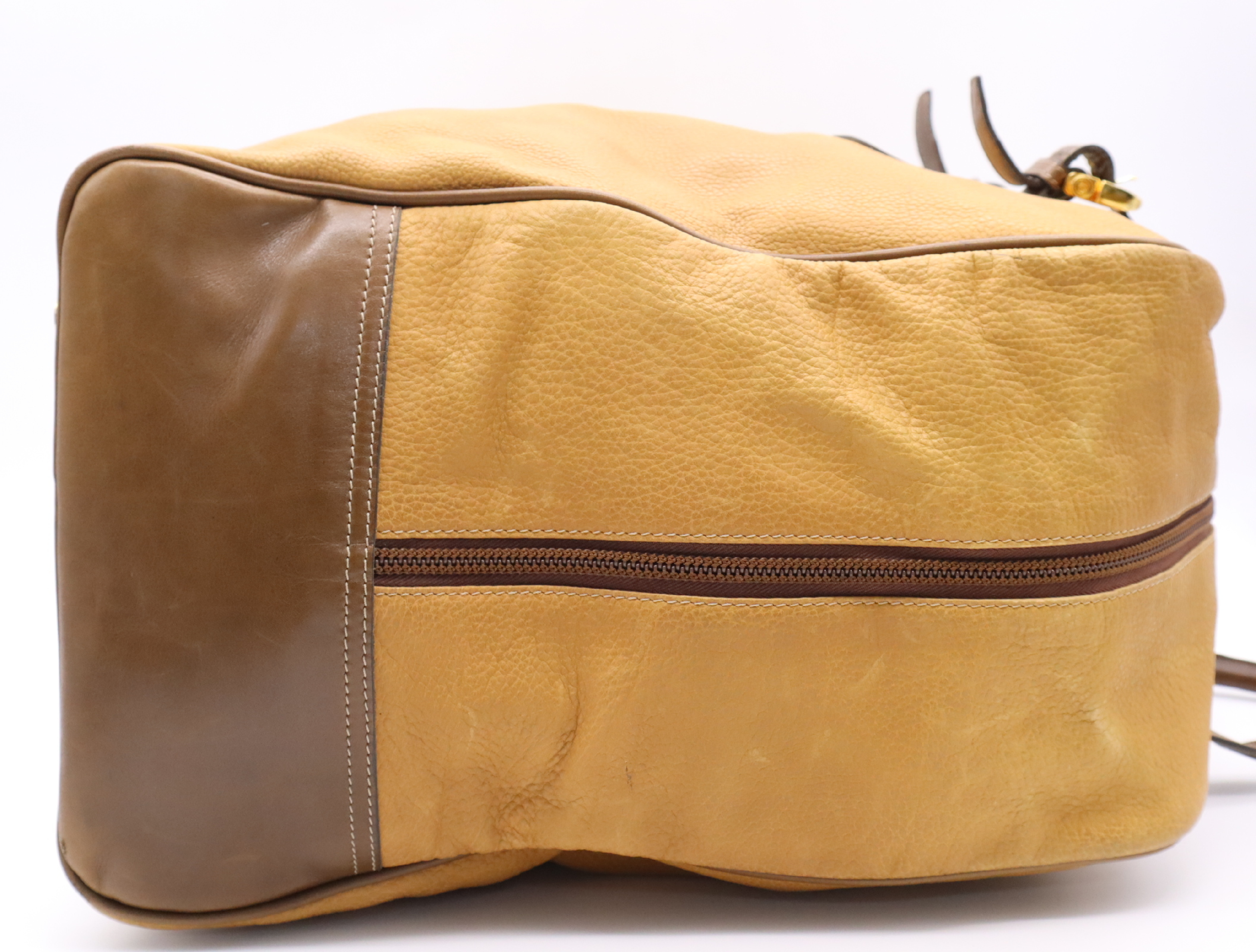 Leather Amazona Boston Bag, Brown, Gold Hardware — view 5