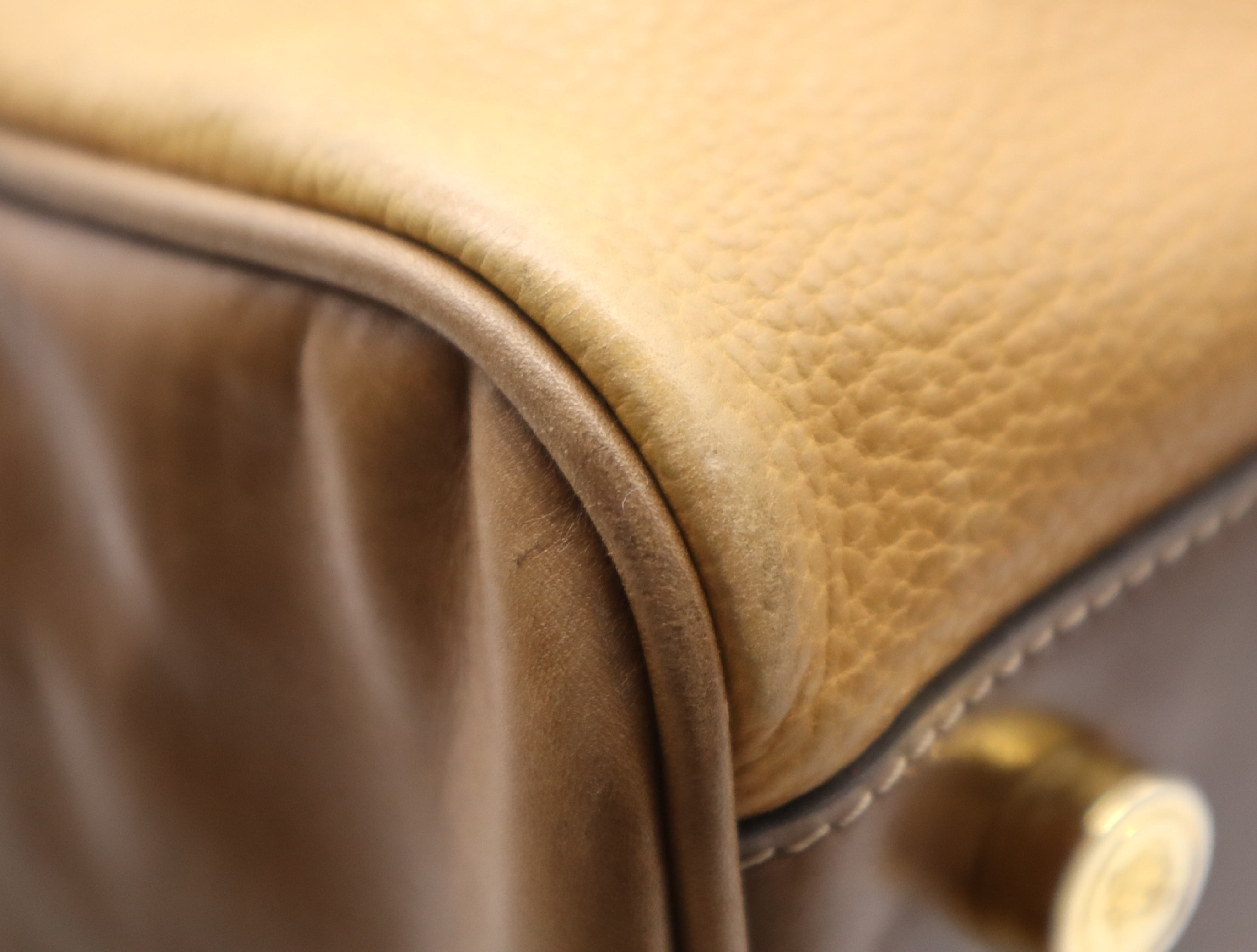 Leather Amazona Boston Bag, Brown, Gold Hardware — view 6