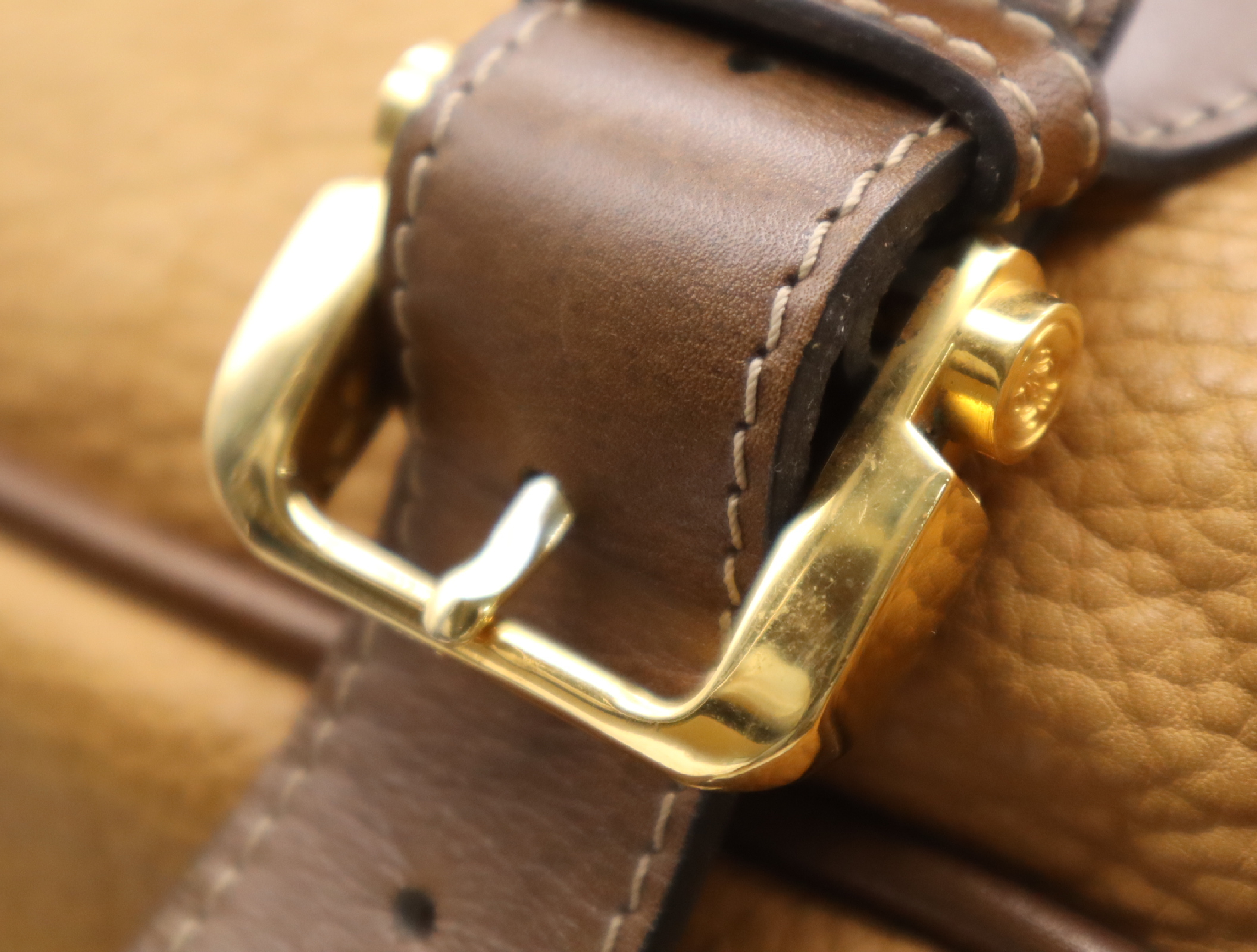 Leather Amazona Boston Bag, Brown, Gold Hardware — view 10