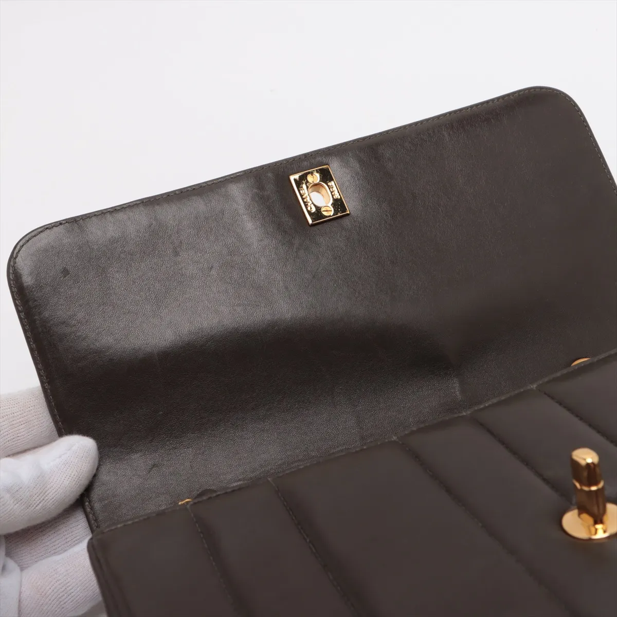 Mademoiselle Lambskin Single Flap Double Chain Bag Khaki Gold Hardware 3592226 3rd Series — view 11
