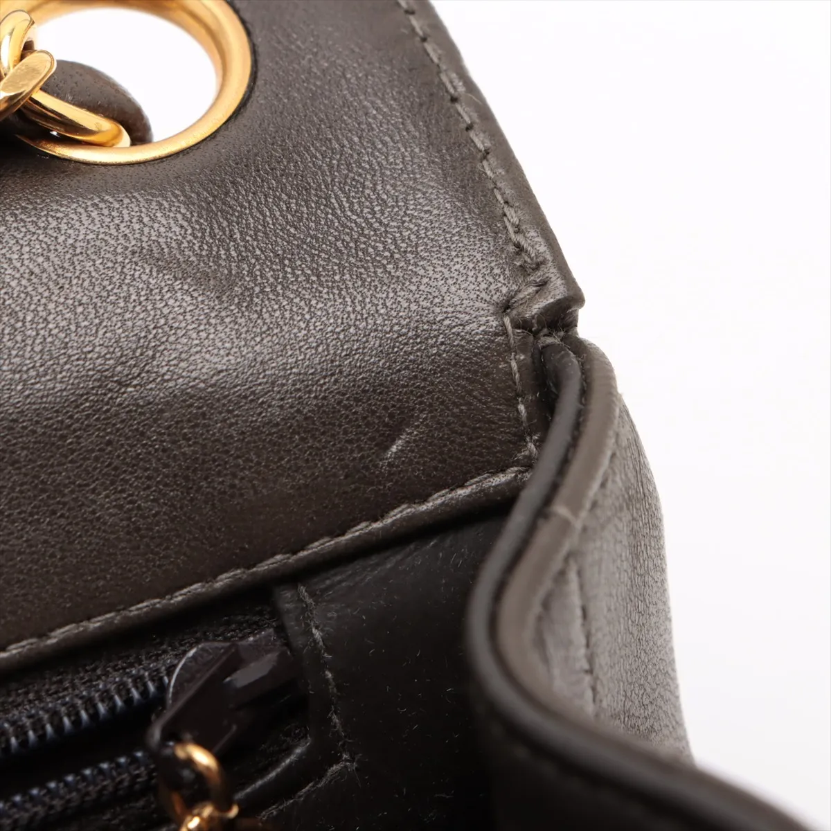 Mademoiselle Lambskin Single Flap Double Chain Bag Khaki Gold Hardware 3592226 3rd Series — view 10