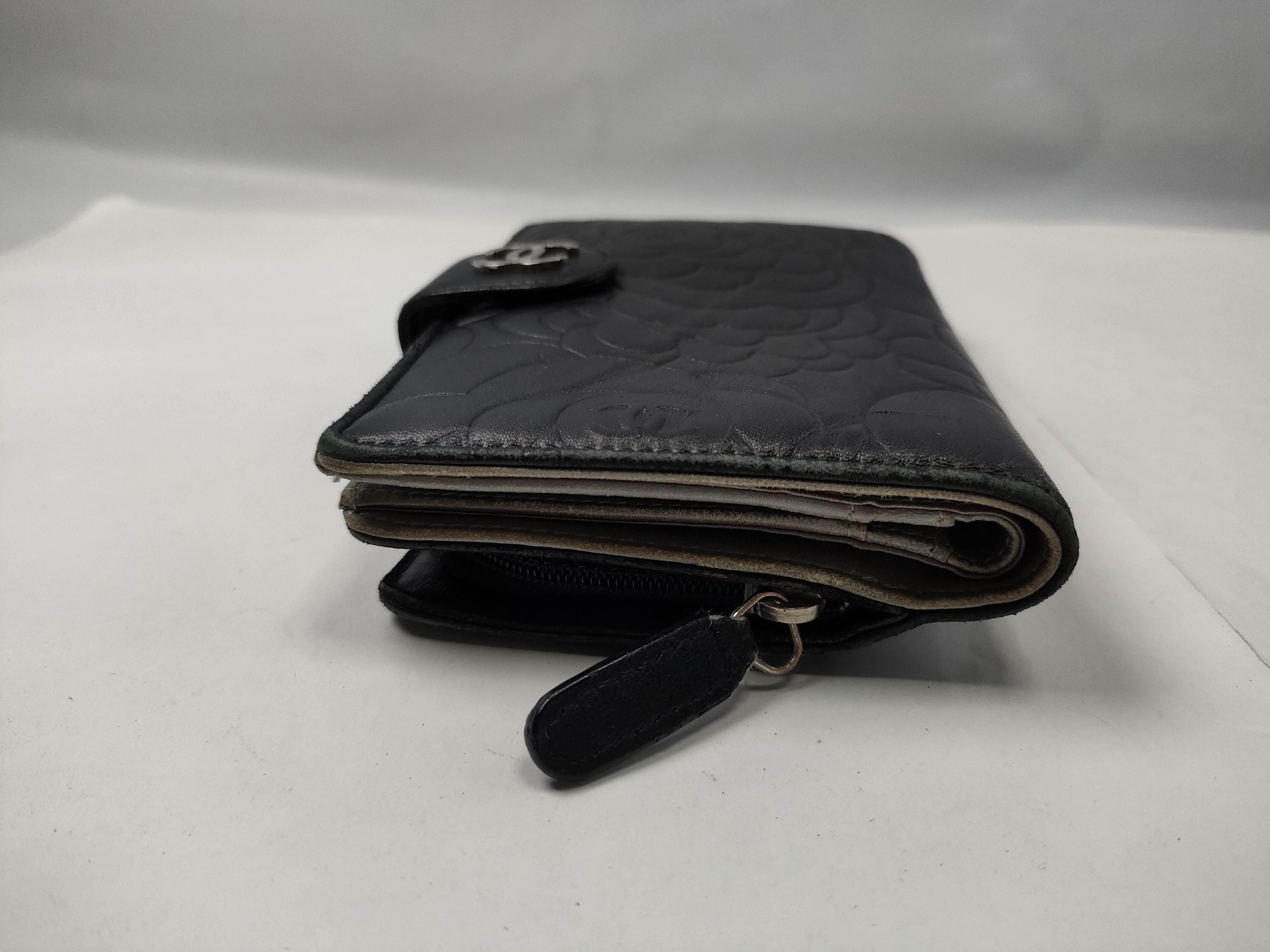 Black Lambskin Camellia Wallet (Serial Number 16) — view 5