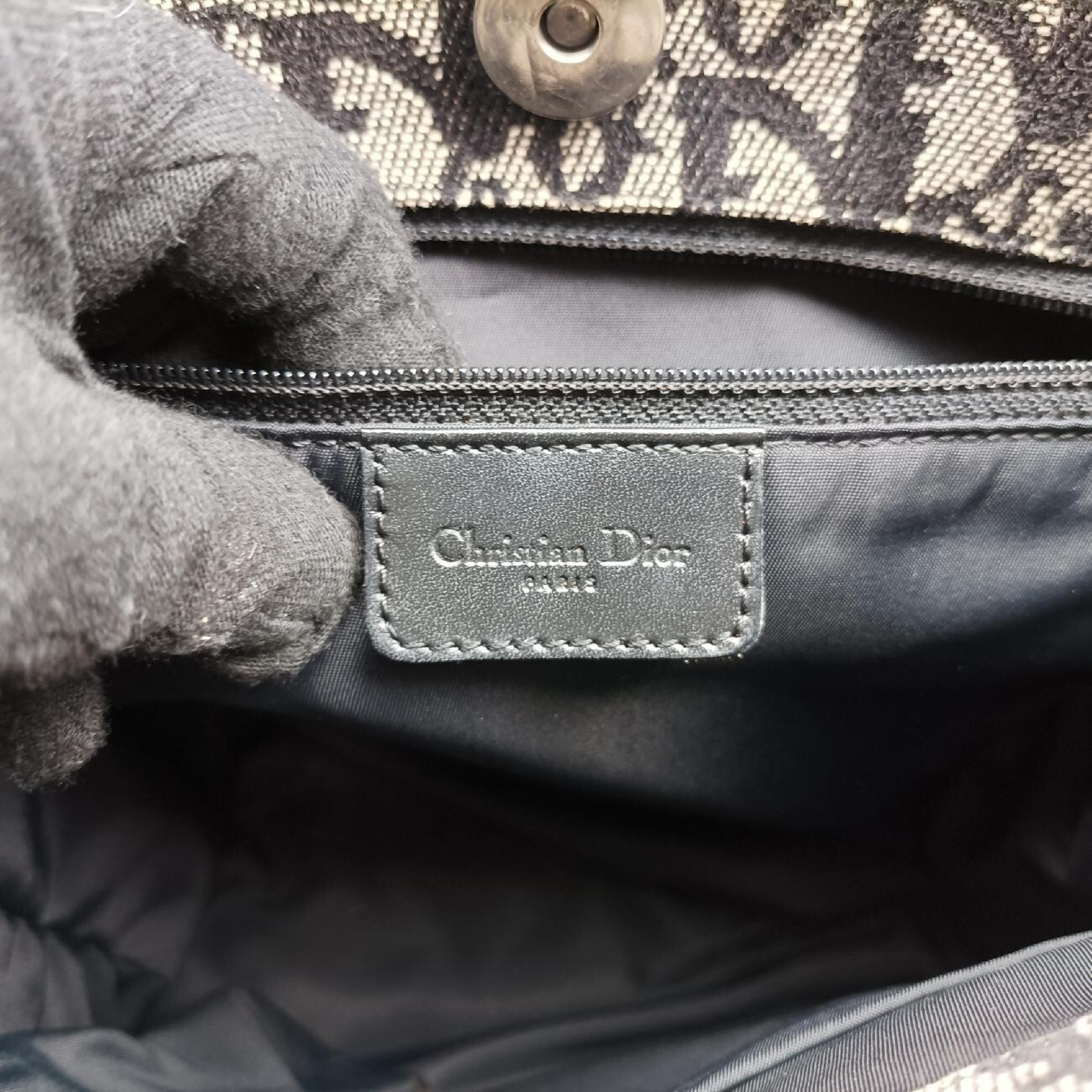 Trotter Tote, Navy Jacquard x Leather, 06 RU 0043 Handbag — view 7
