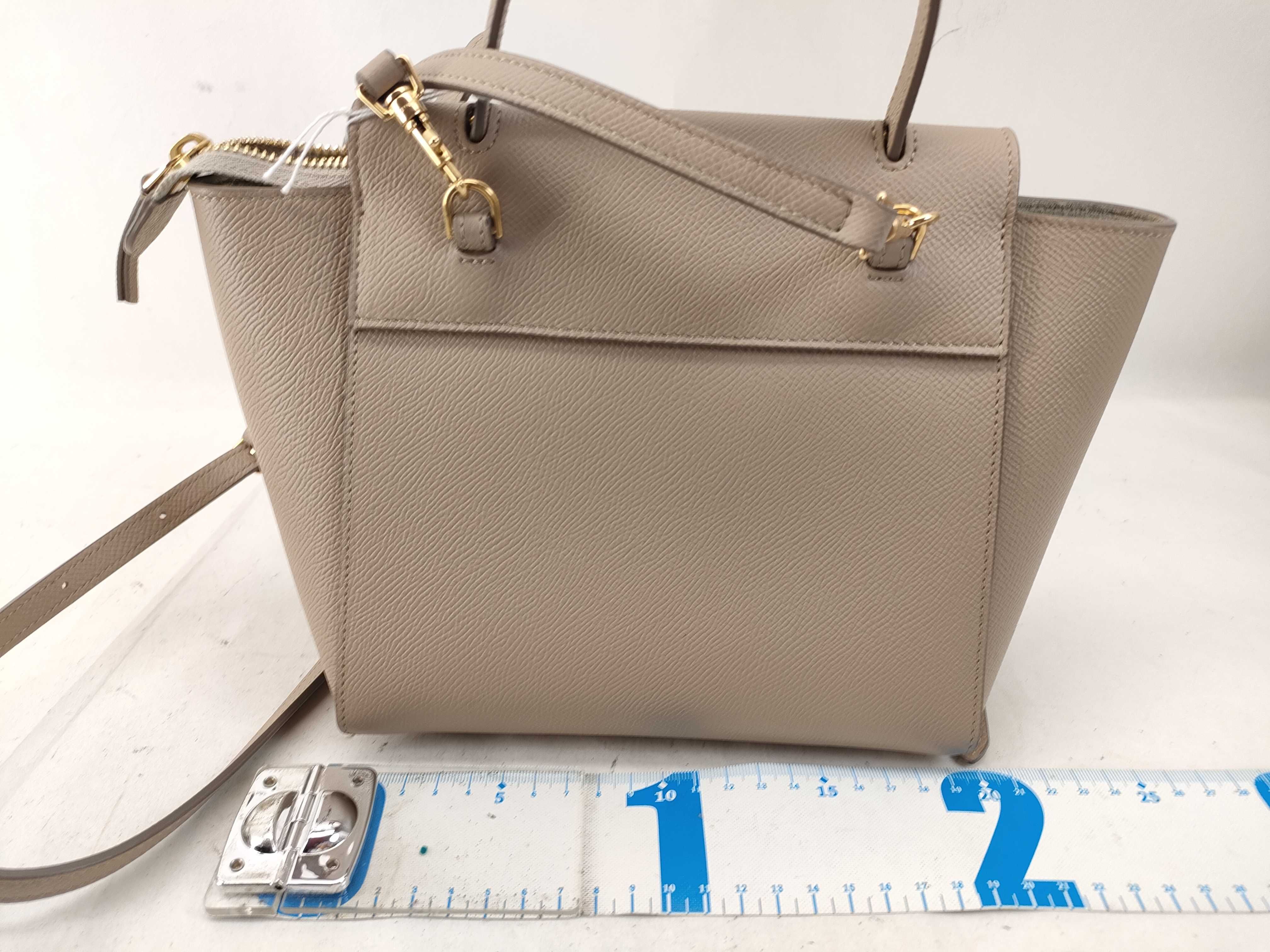 FR- Belt Bag Nano grey Leather 2-Way Handbag Shoulder Bag — view 2