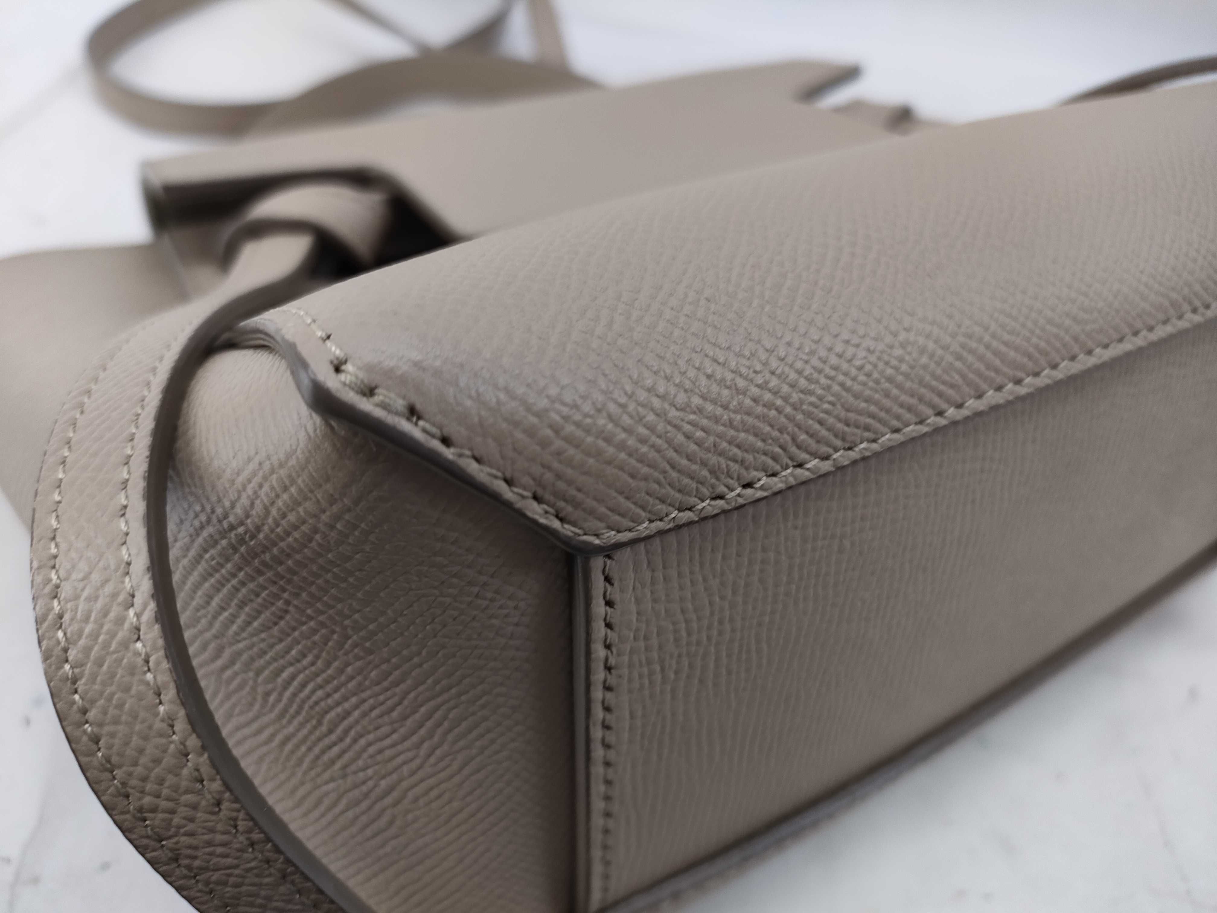 FR- Belt Bag Nano grey Leather 2-Way Handbag Shoulder Bag — view 4