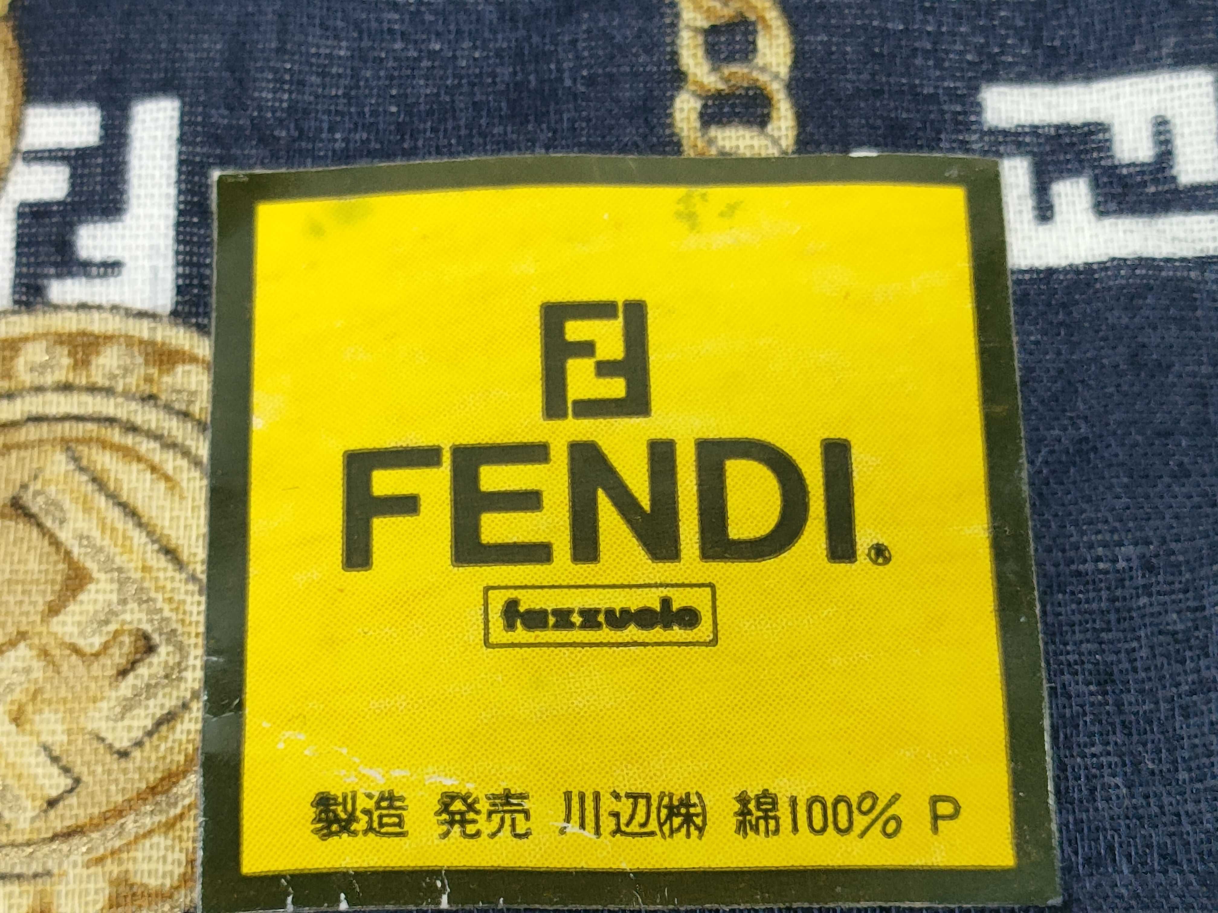 handkerchief scarf with sticker, border logo, FF Zucca pattern, chain, coin, and other accessories. — view 3