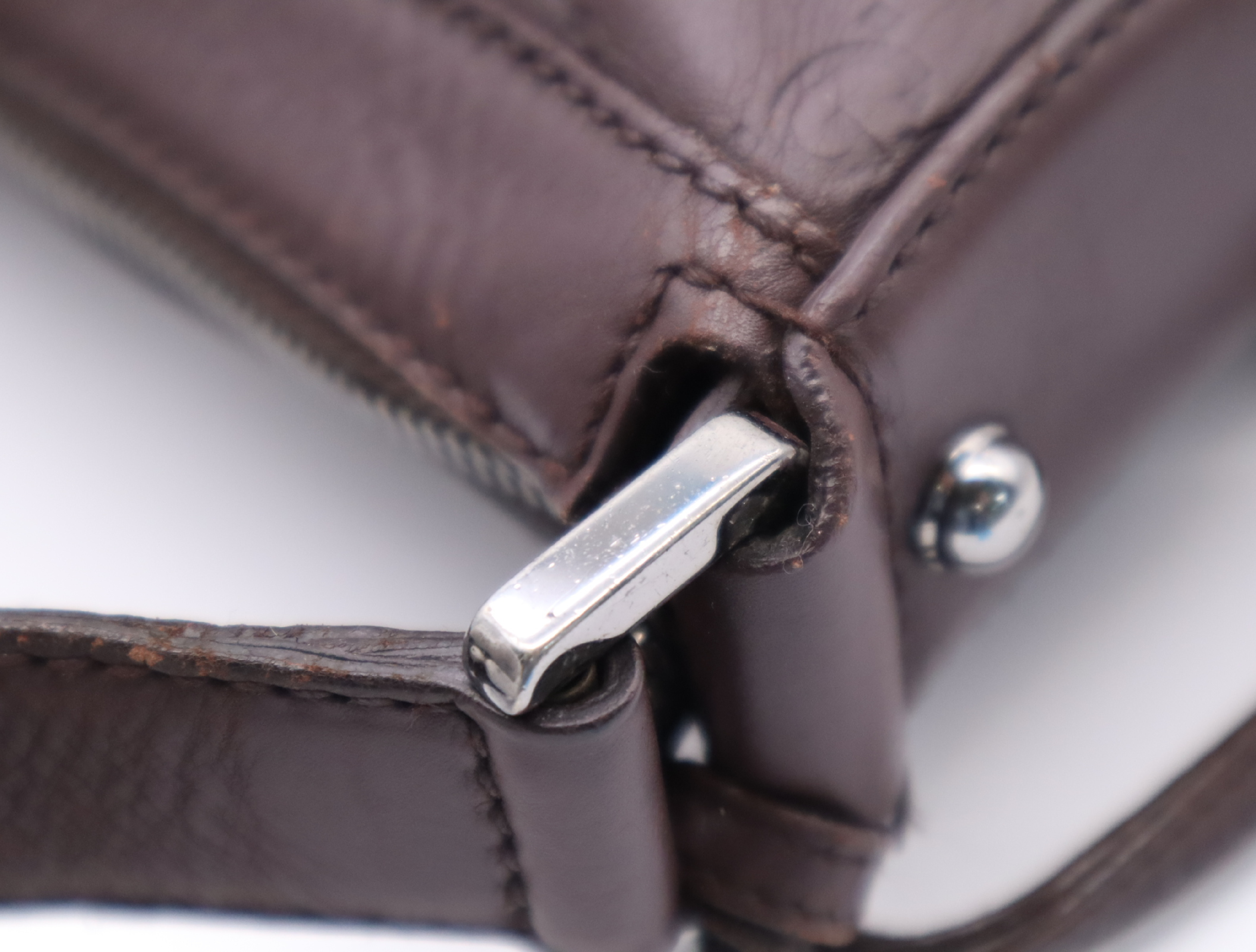 148476 Shima Leather Shoulder Bag with 2 Keys and Clochette, Dark Brown Shoulder Bag — view 9
