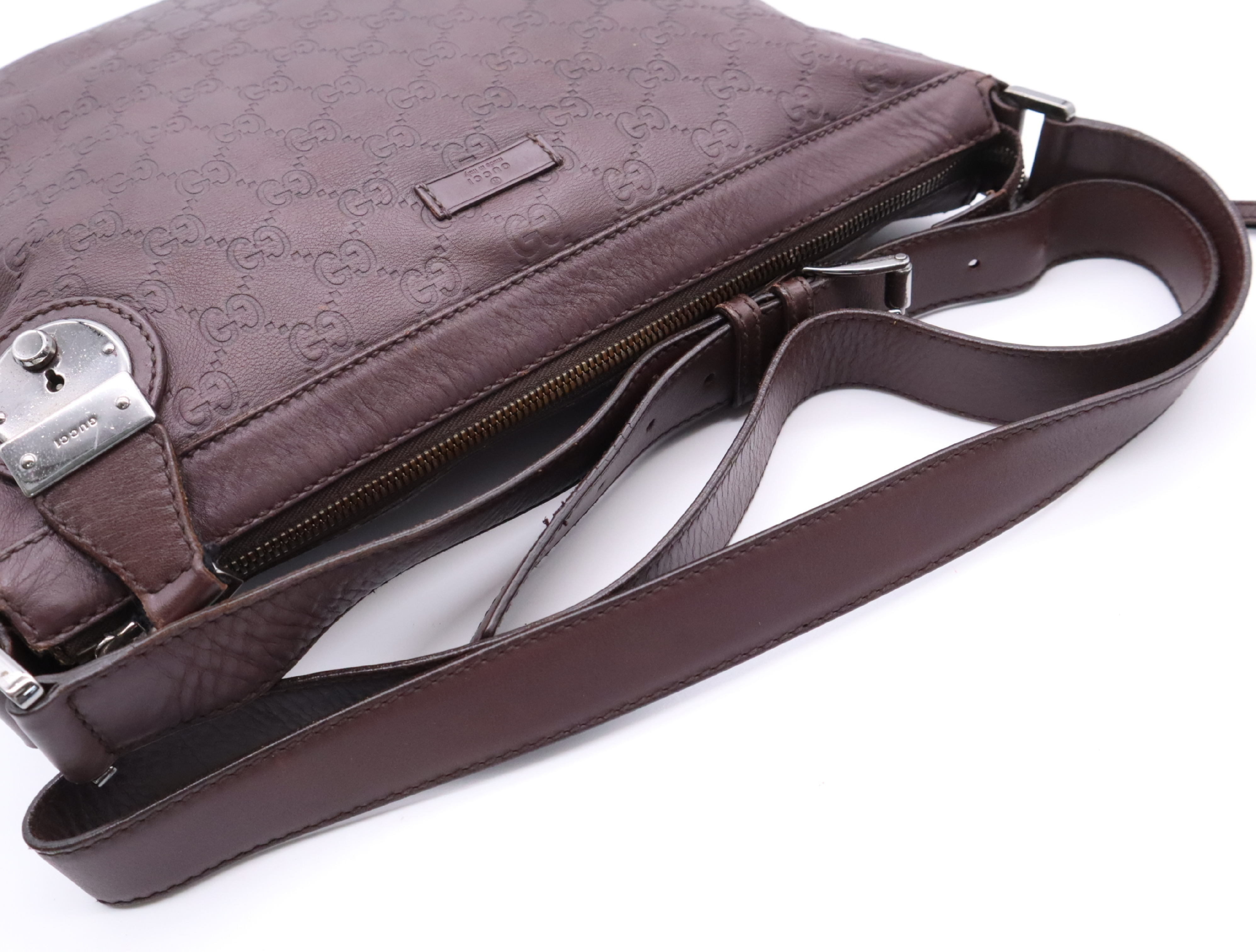 148476 Shima Leather Shoulder Bag with 2 Keys and Clochette, Dark Brown Shoulder Bag — view 10