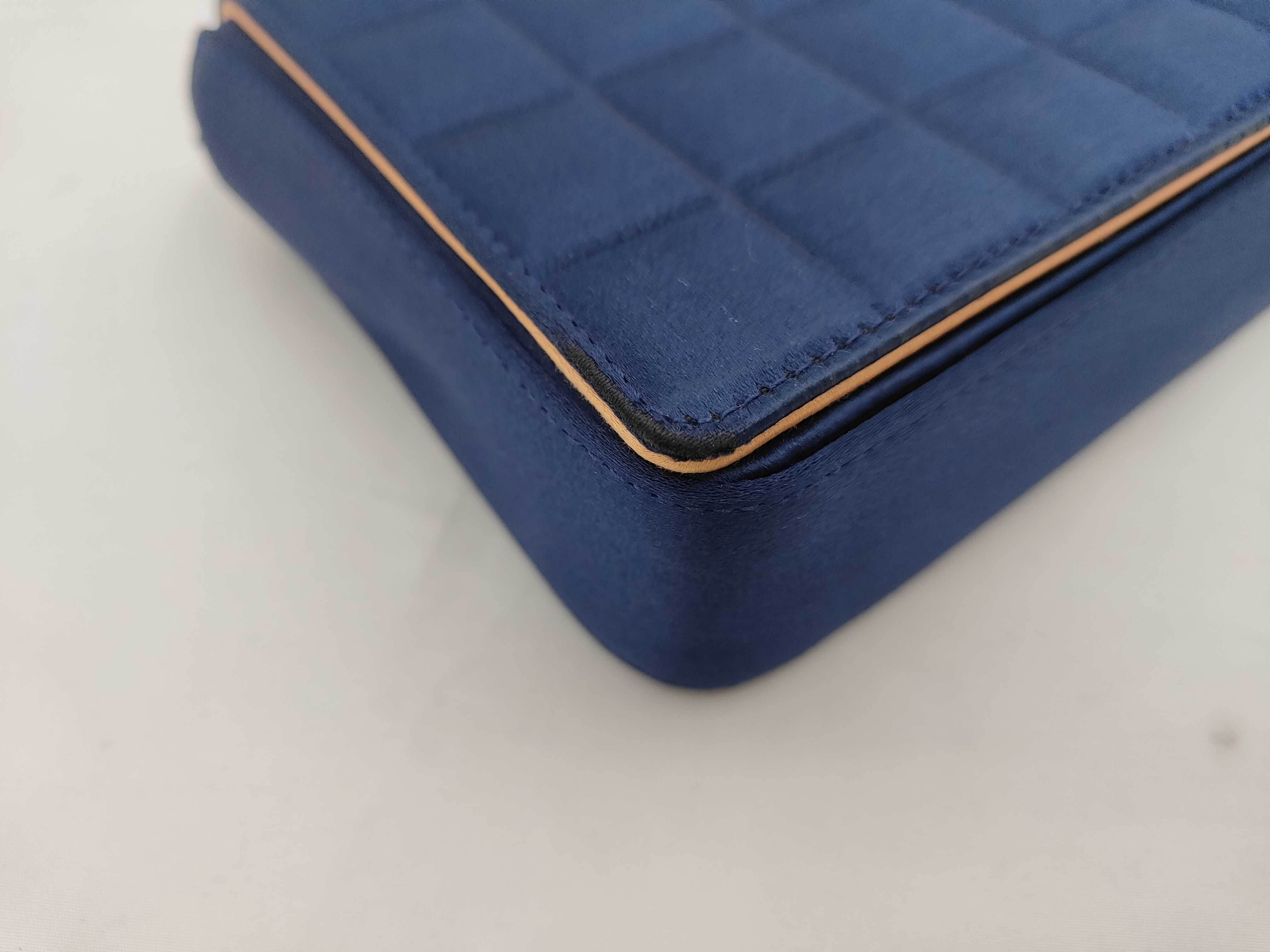 Chocolate Bar Mini Chain Shoulder Bag Satin Blue x Beige SV Hardware 7249332 Shoulder Bag — view 7