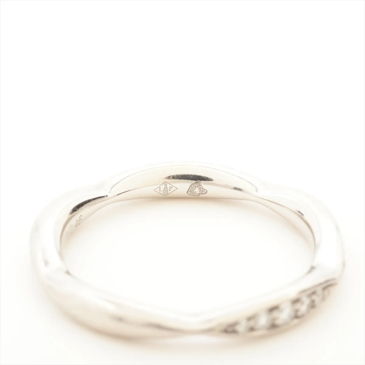 Camellia Half Eternity Diamond Ring Pt950 3.1g 46 Z39542 J10835 — view 4