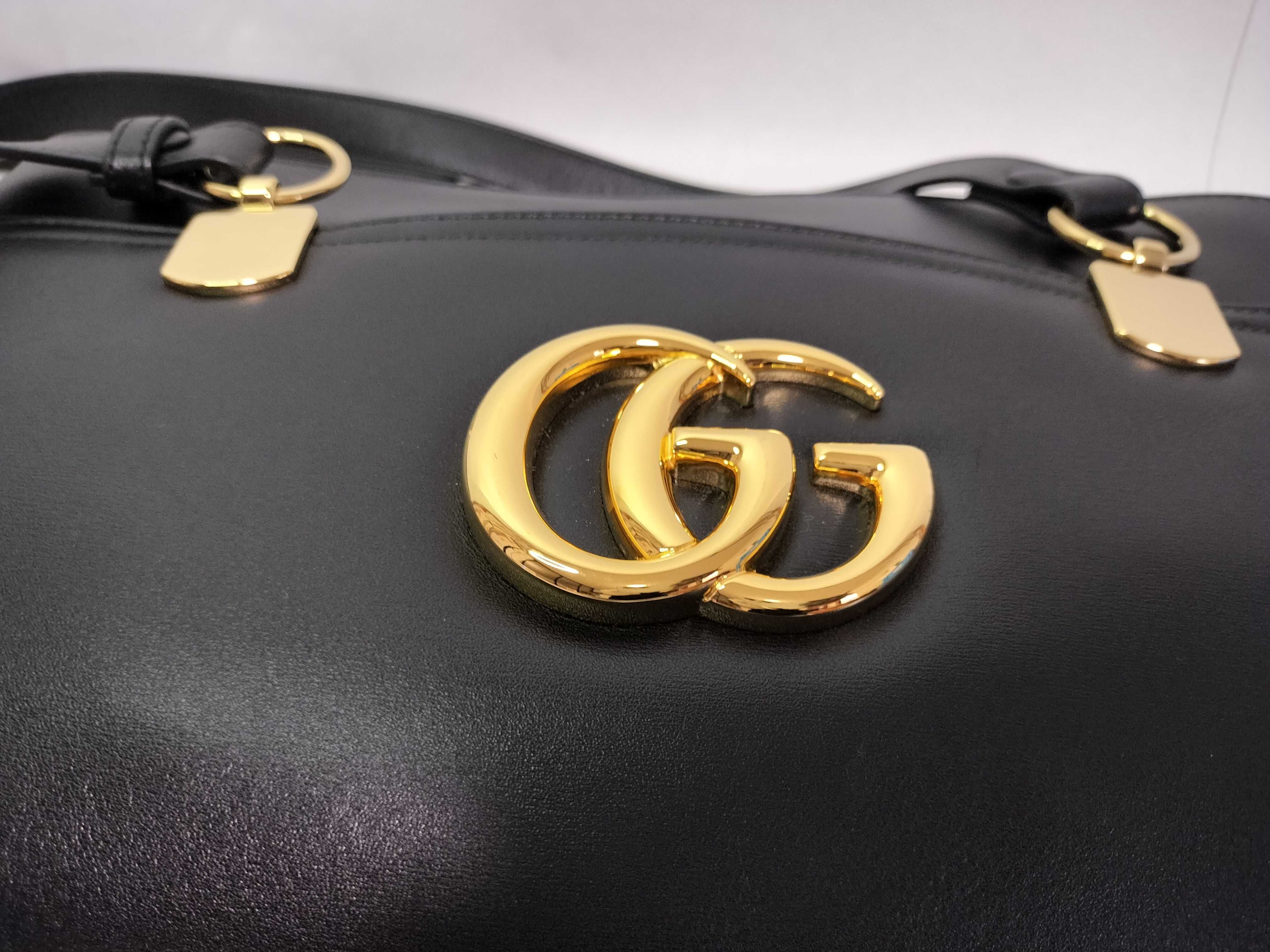 GG Marmont Ally Large Leather Tote Bag, Black, 550130 (Shoulder Bag) — view 9