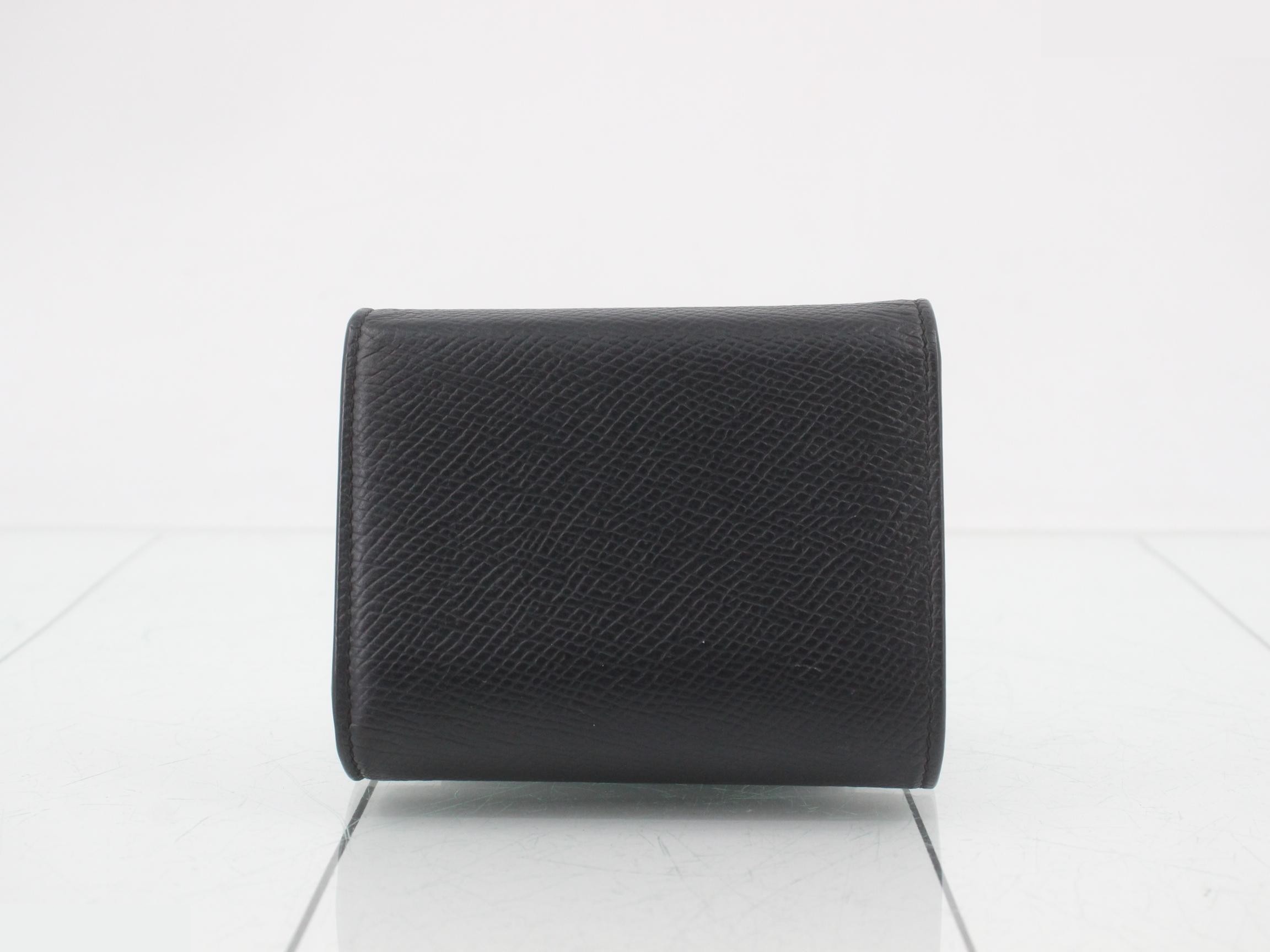 Leather trifold wallet, black — view 2