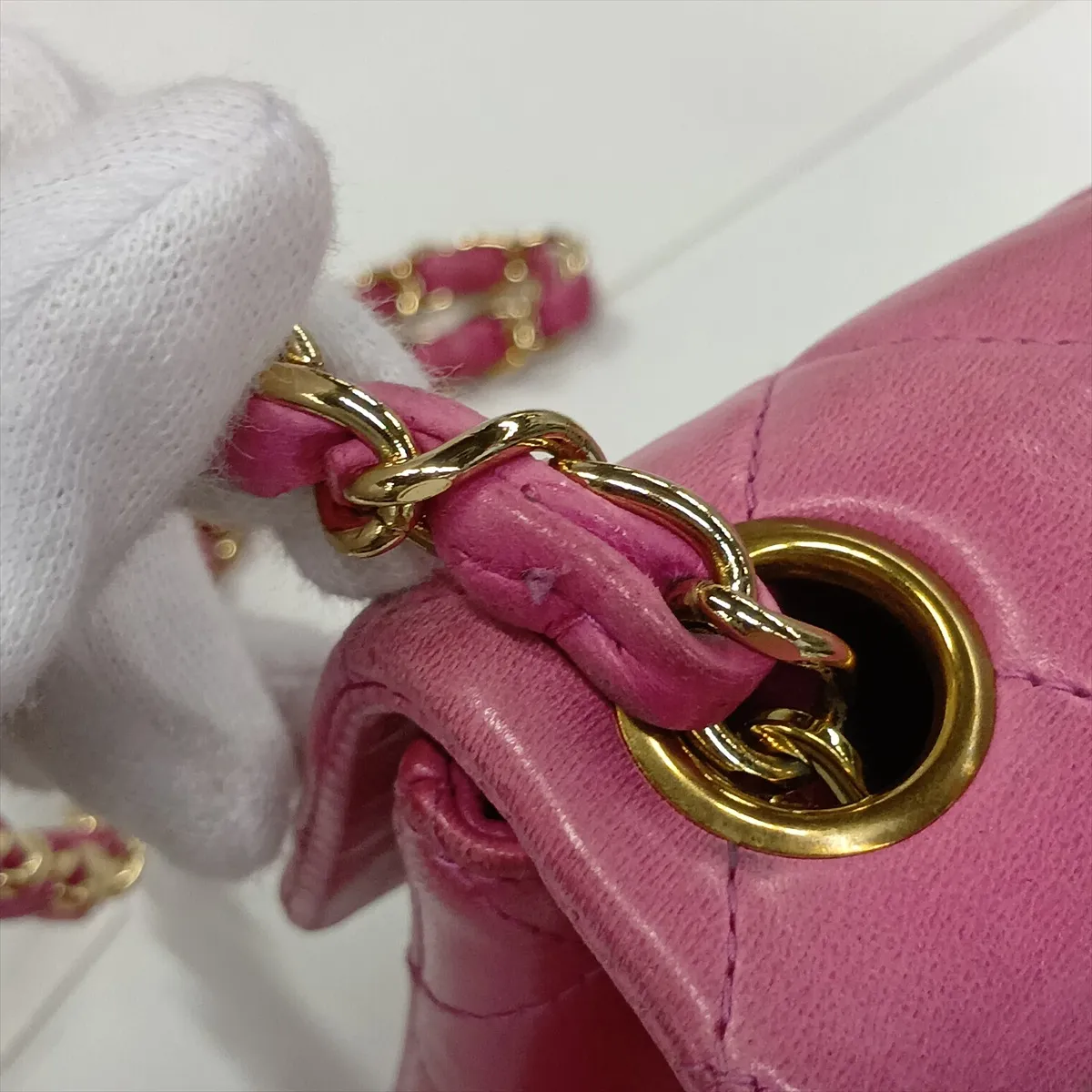 Mini Matelassé 17 Lambskin Single Flap Single Chain Bag, Pink with Gold Hardware, 7107466, Series 7, A01115 — view 14