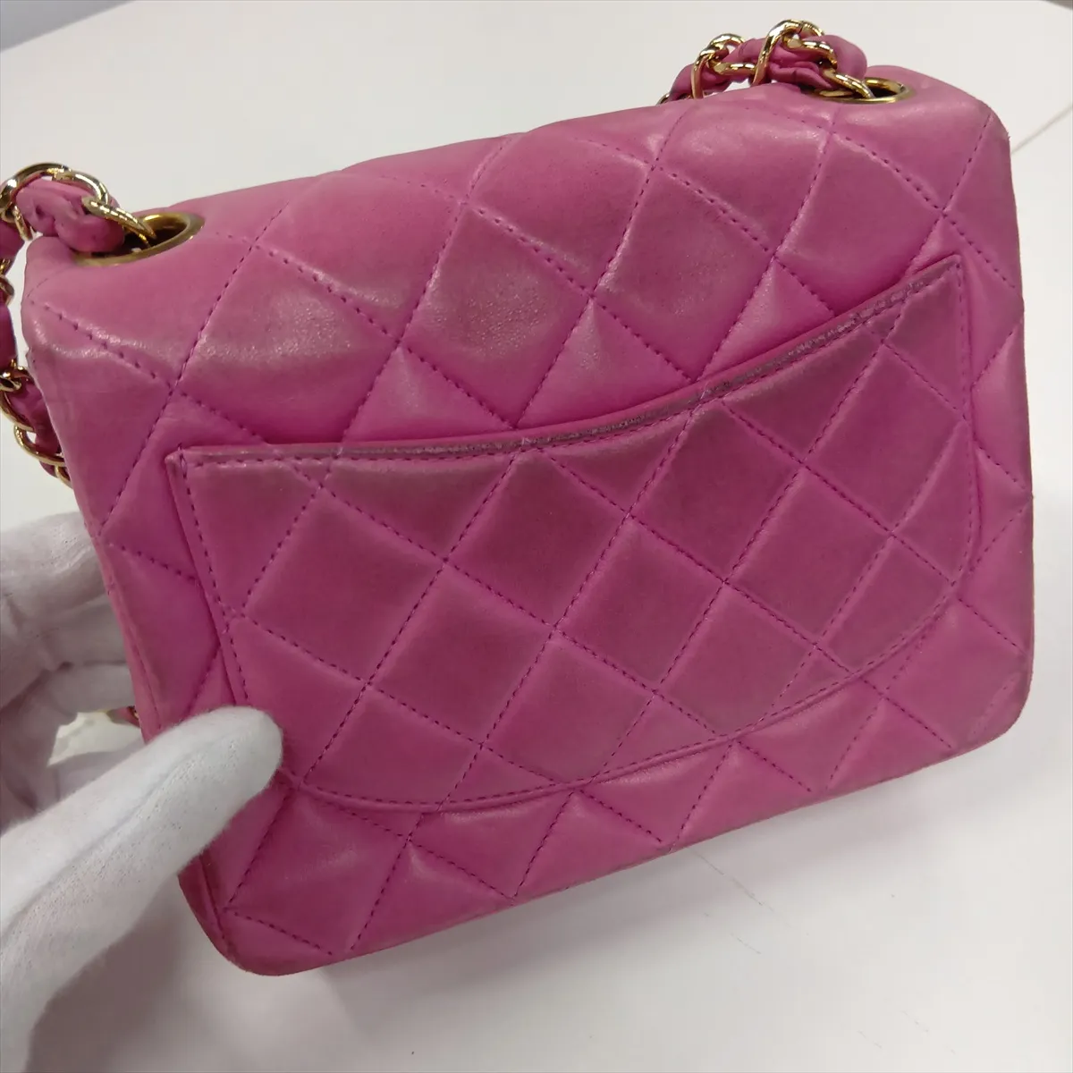 Mini Matelassé 17 Lambskin Single Flap Single Chain Bag, Pink with Gold Hardware, 7107466, Series 7, A01115 — view 15