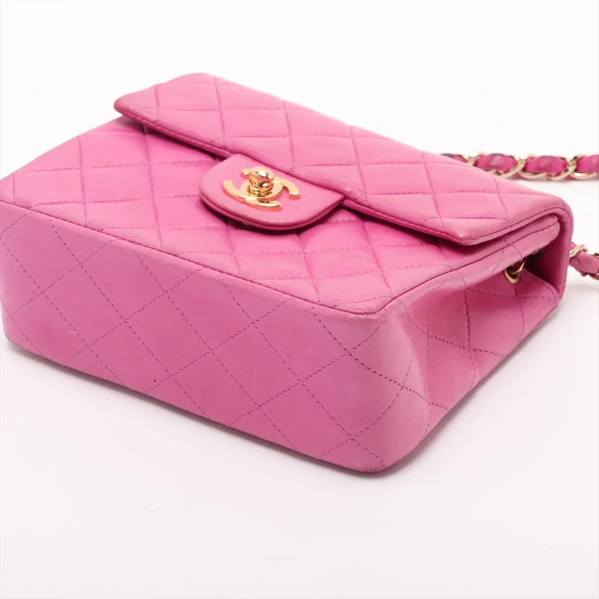 Mini Matelassé 17 Lambskin Single Flap Single Chain Bag, Pink with Gold Hardware, 7107466, Series 7, A01115 — view 3