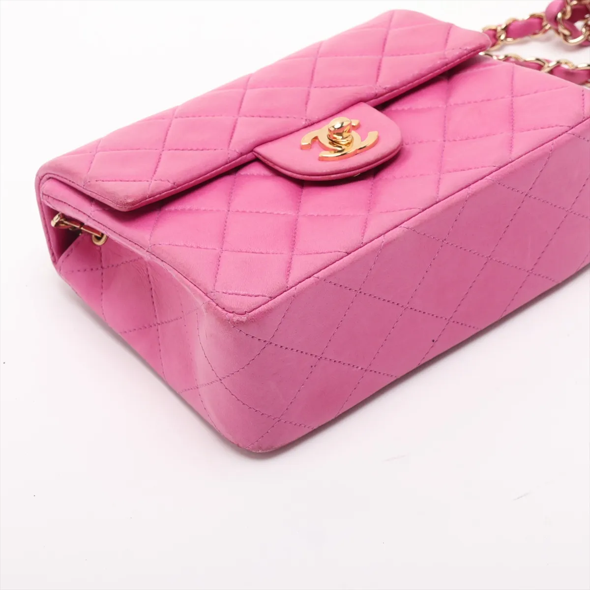 Mini Matelassé 17 Lambskin Single Flap Single Chain Bag, Pink with Gold Hardware, 7107466, Series 7, A01115 — view 4