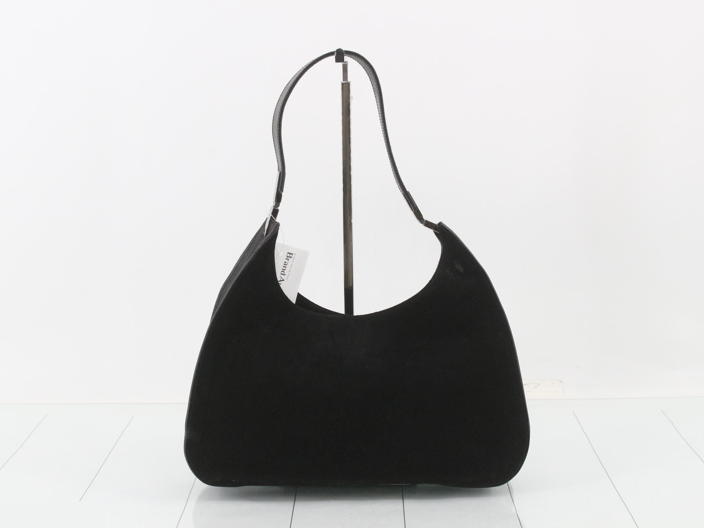 Suede and leather combination shoulder handbag — view 2