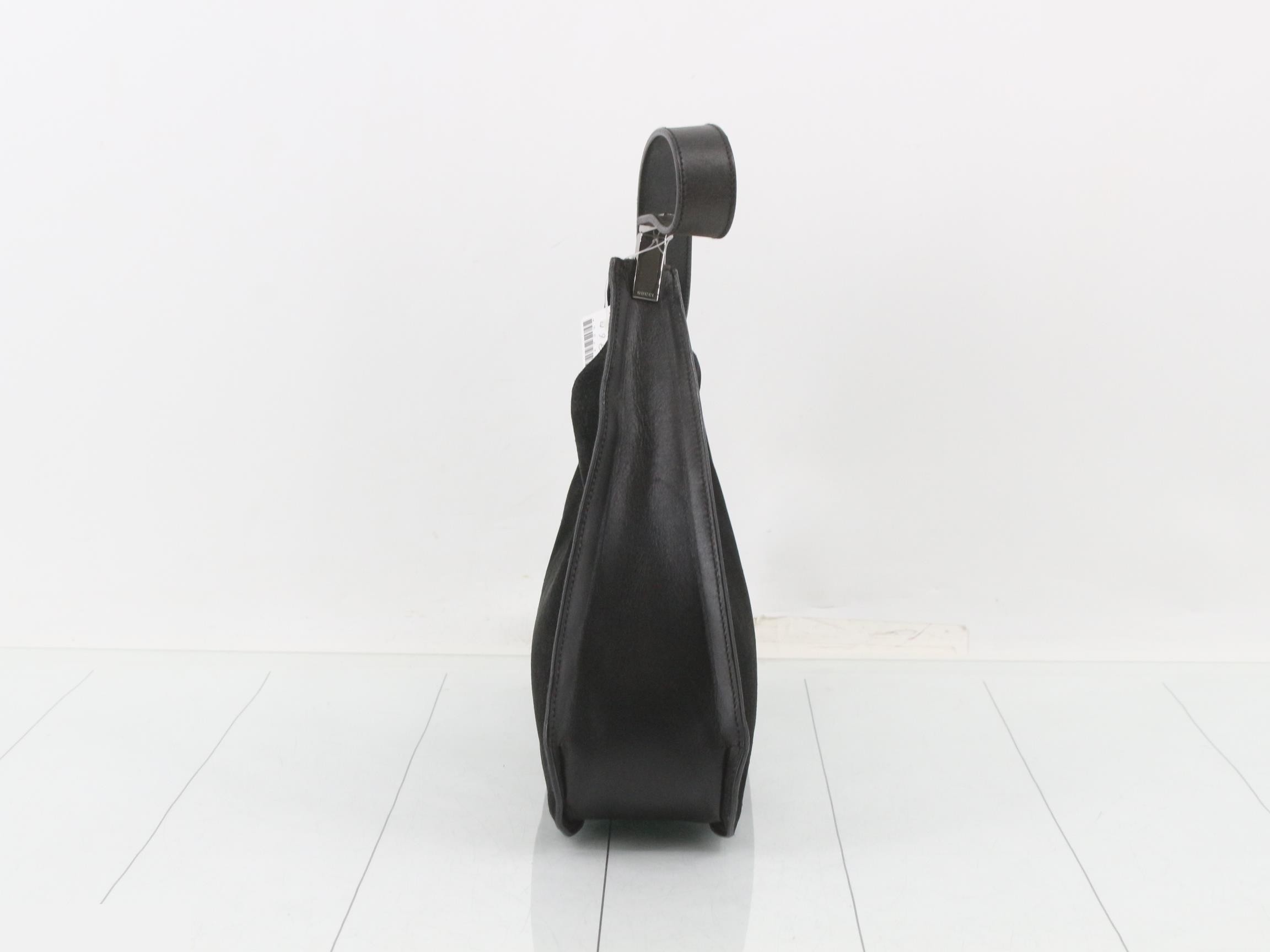 Suede and leather combination shoulder handbag — view 3