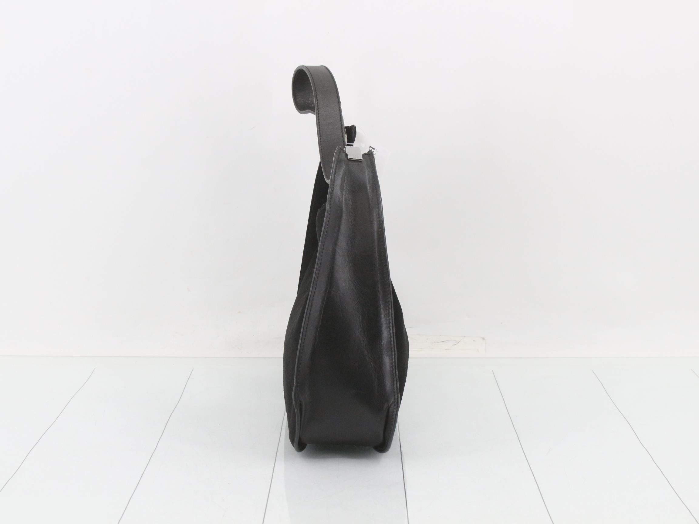 Suede and leather combination shoulder handbag — view 4