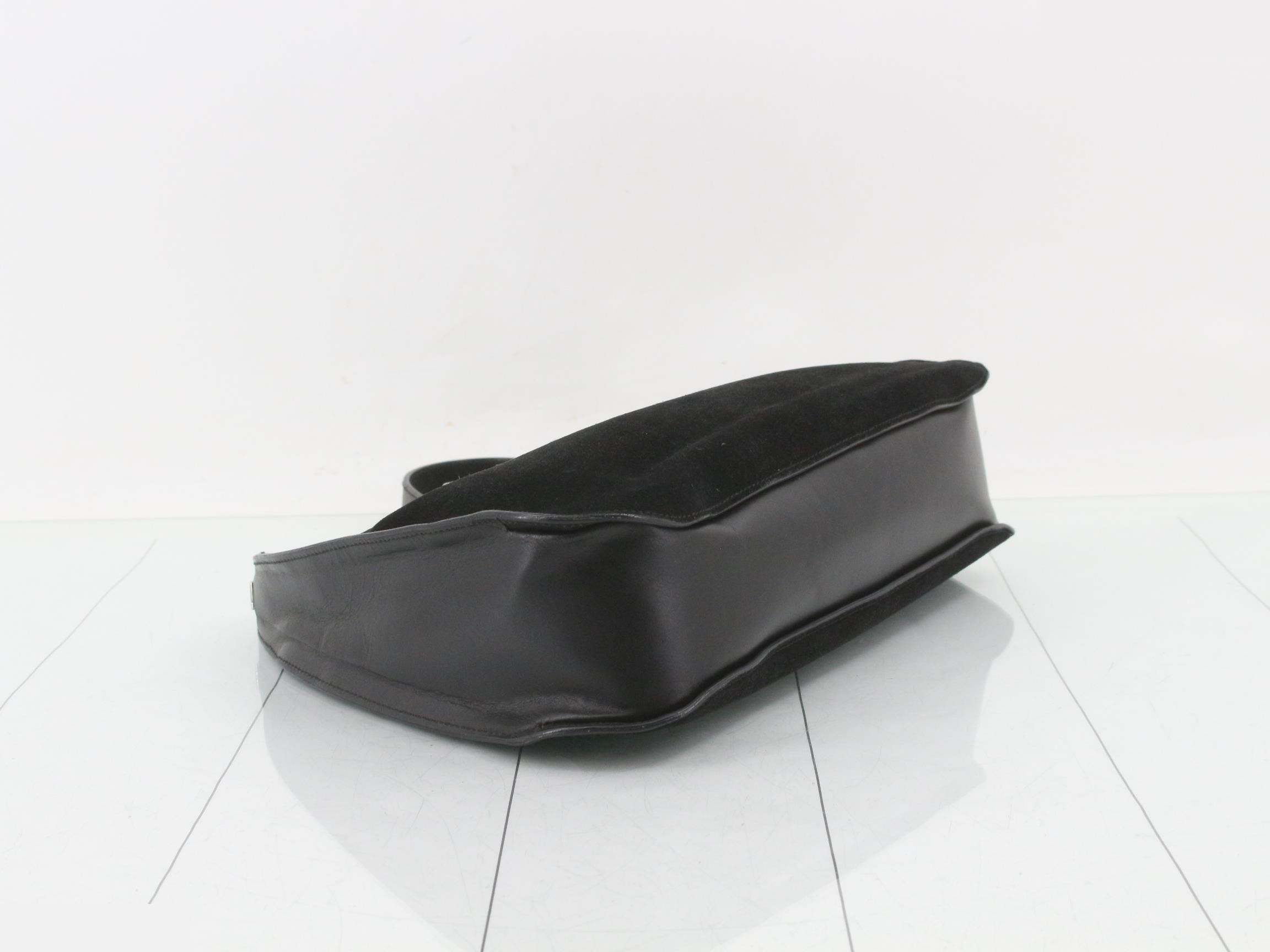 Suede and leather combination shoulder handbag — view 5