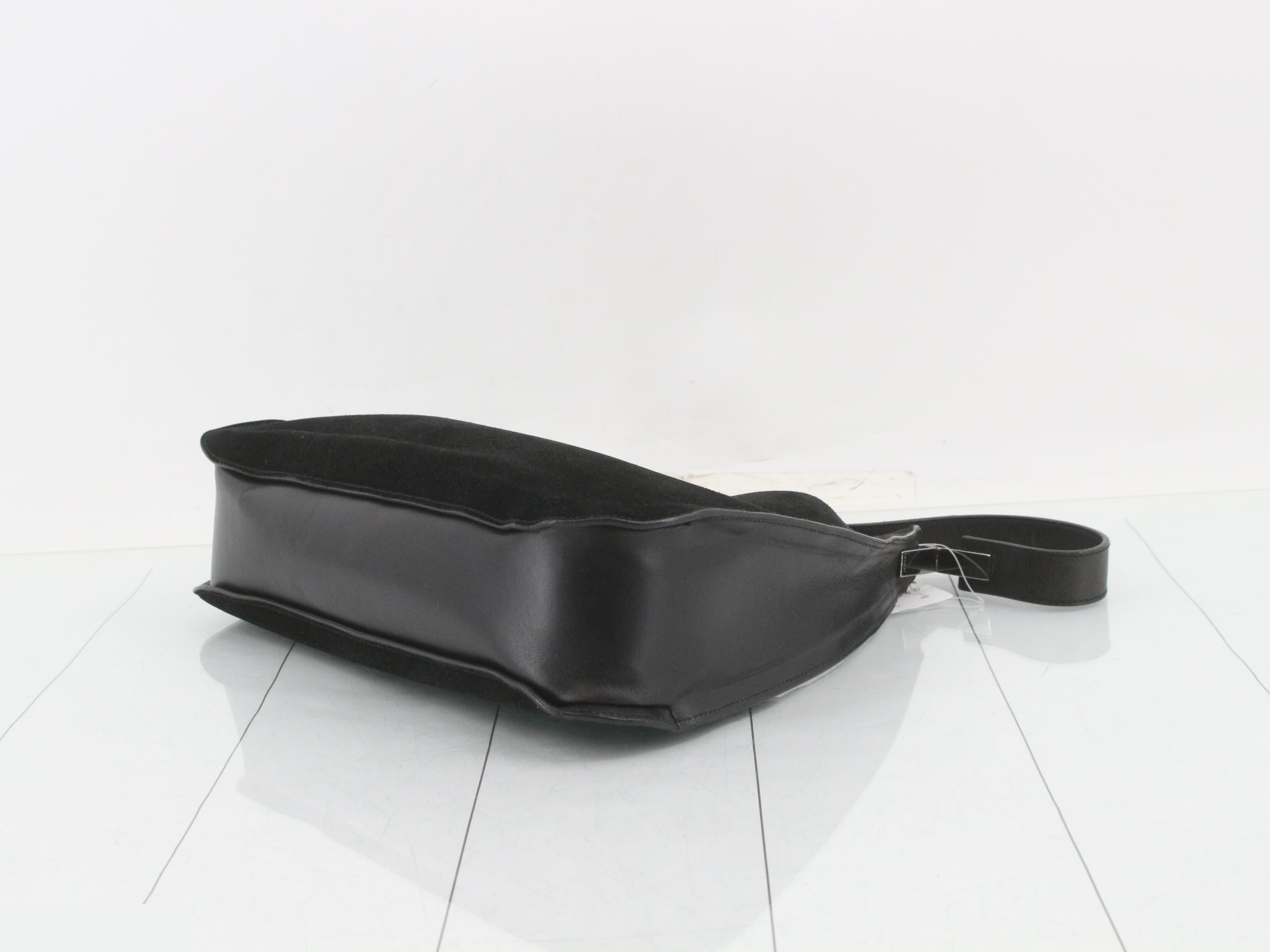 Suede and leather combination shoulder handbag — view 6
