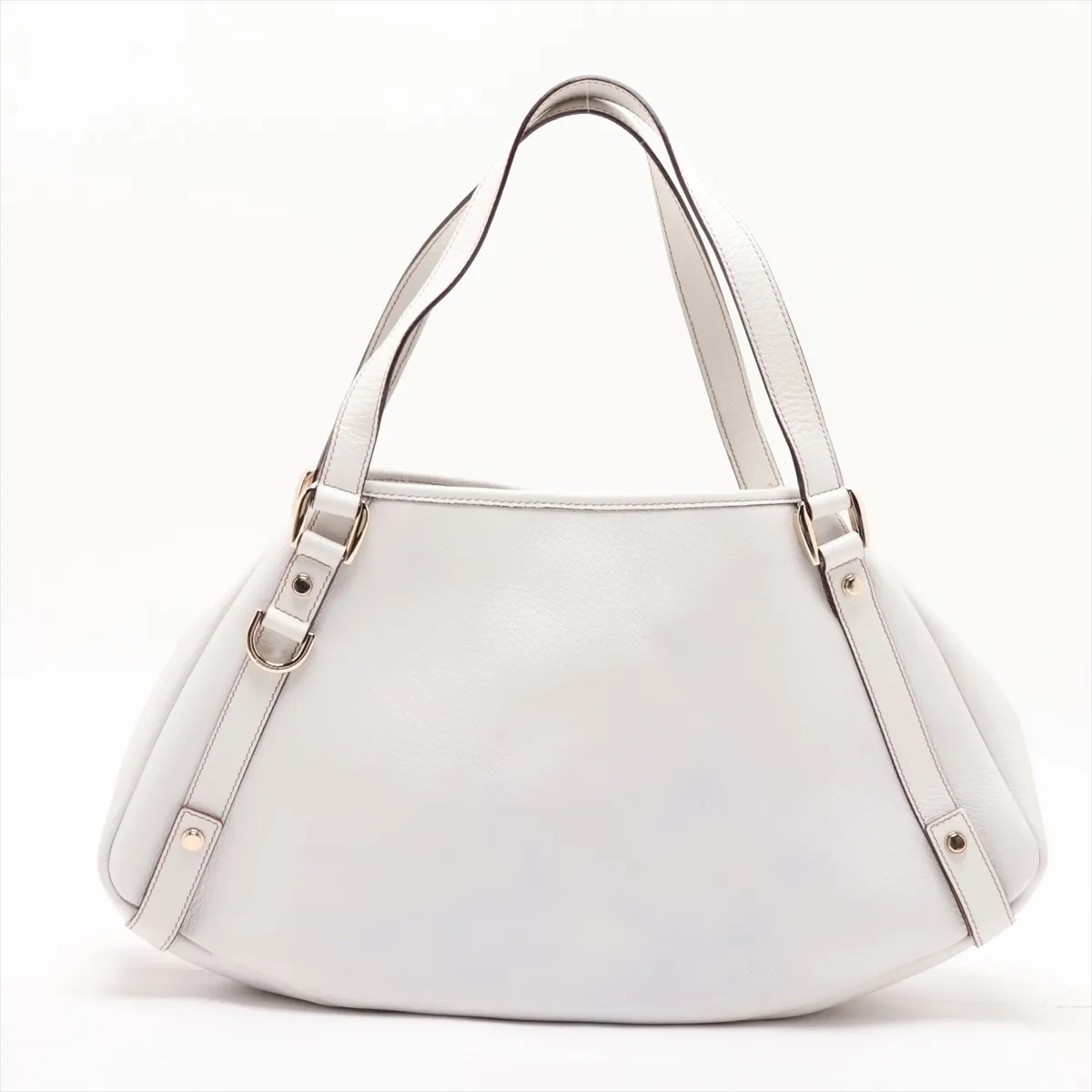 Abbey Leather Tote Bag, White, 130736