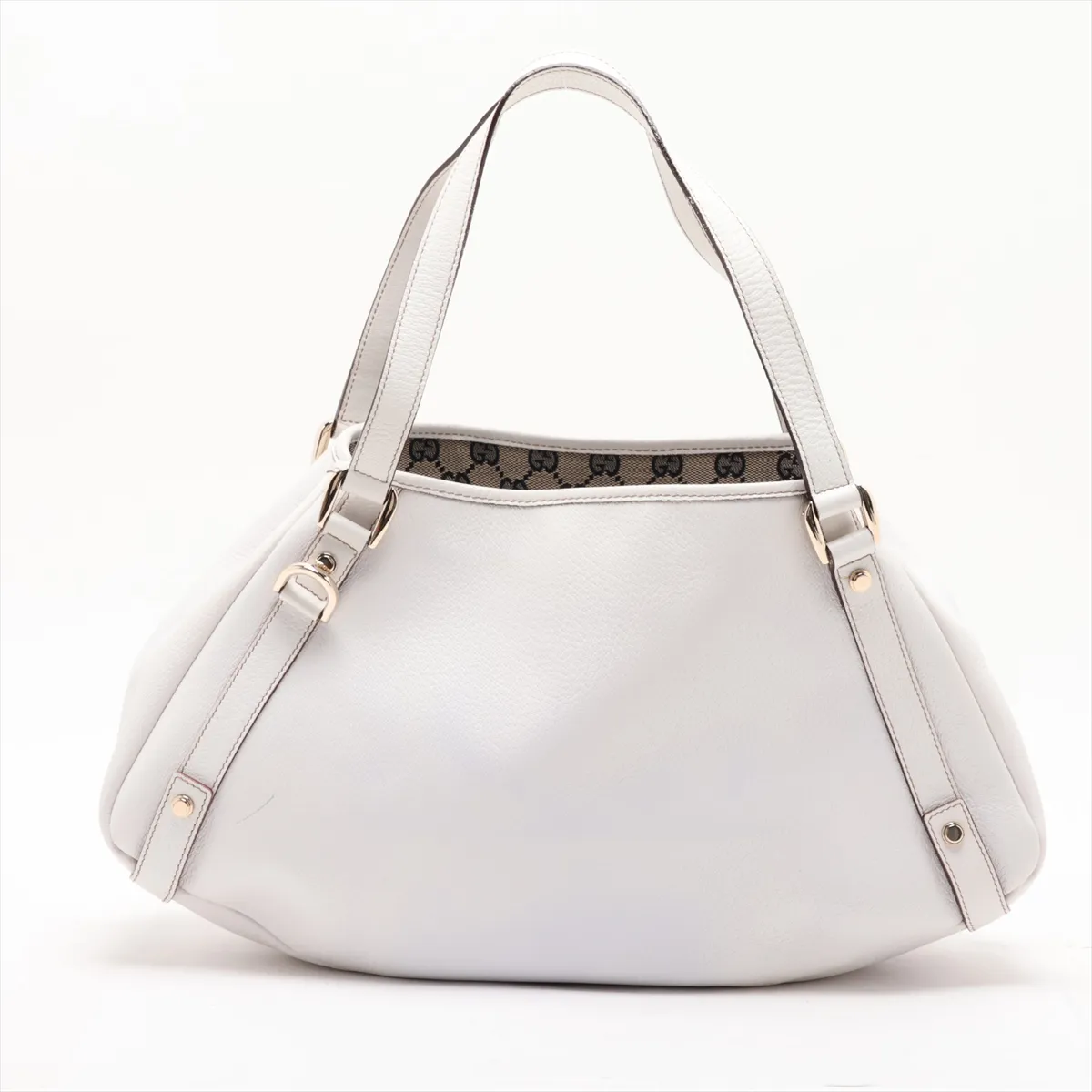 Abbey Leather Tote Bag, White, 130736 — view 2