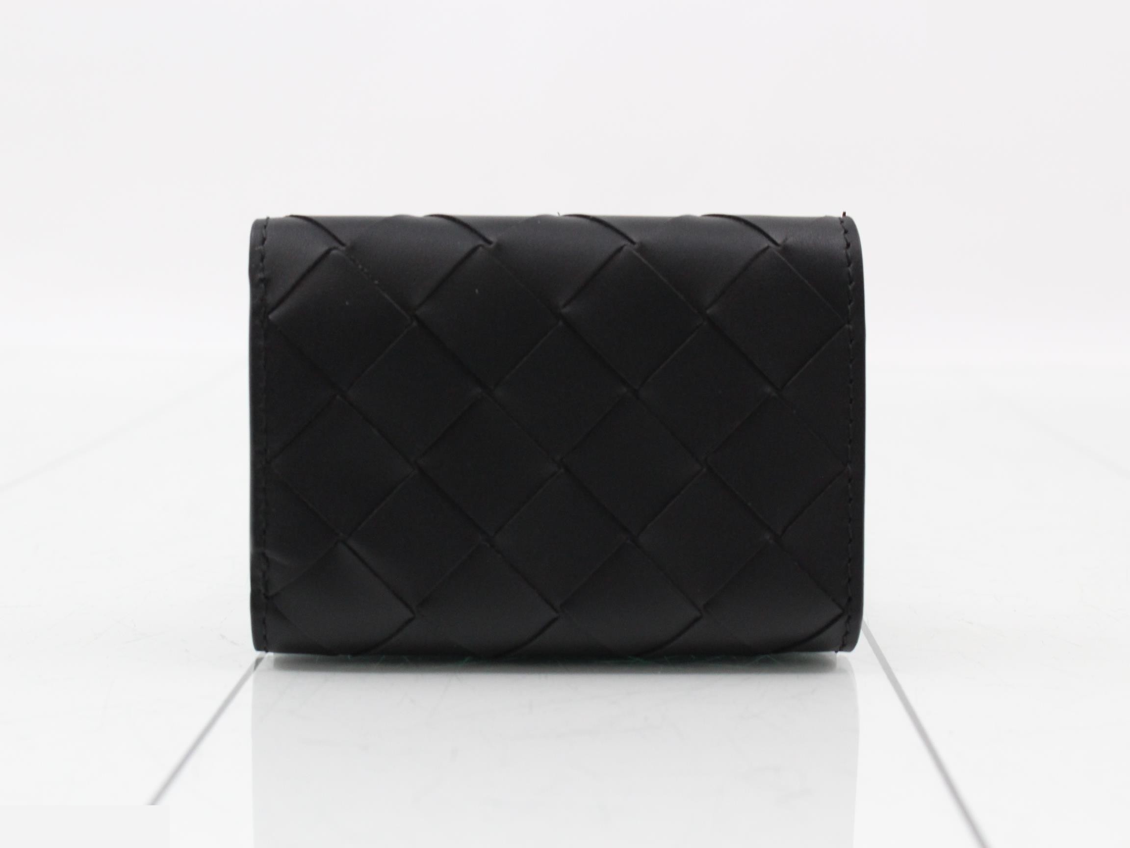 Intrecciato Tri-fold Wallet, Black — view 2