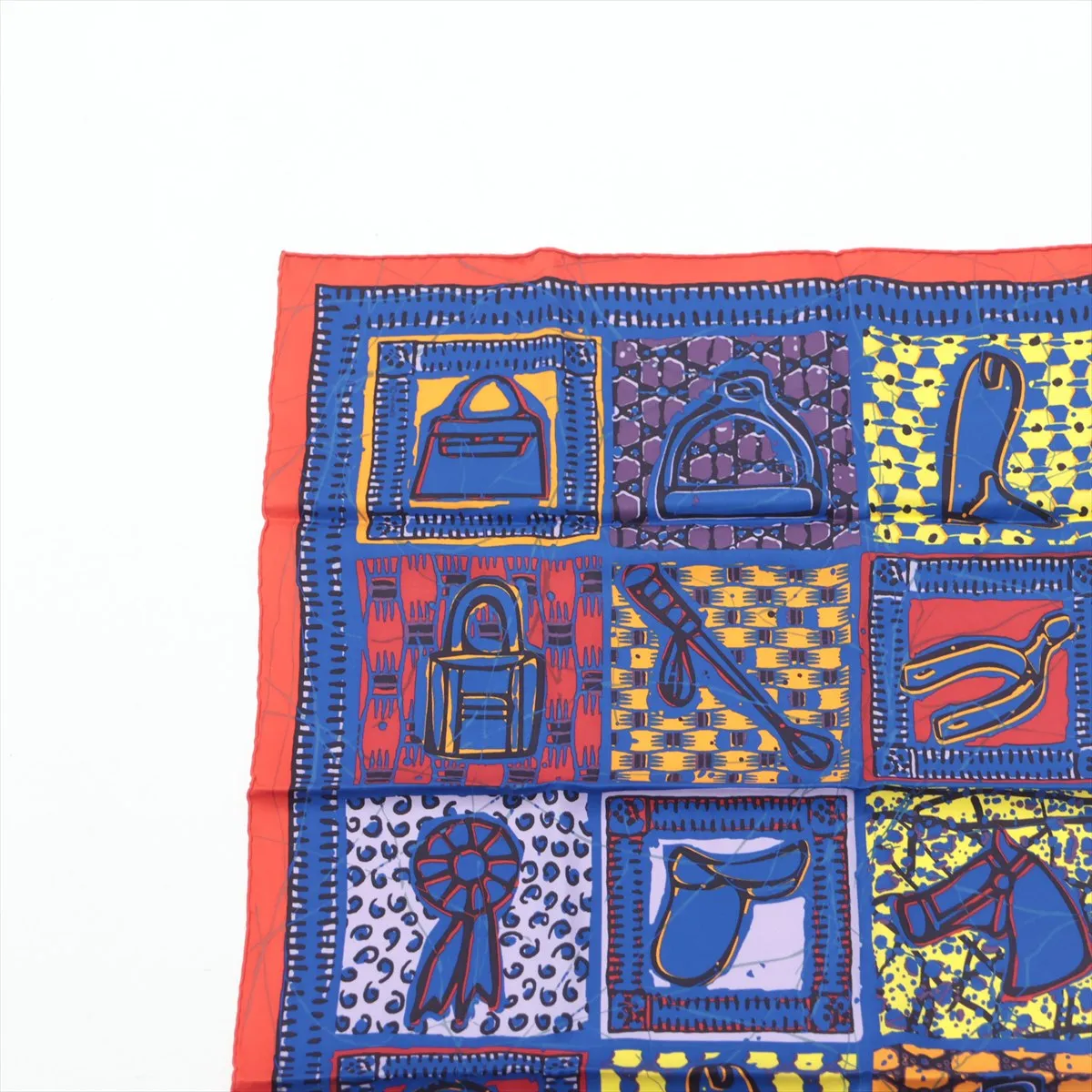 Carre 65 Le Boubou H Scarf Silk Red x Blue — view 2
