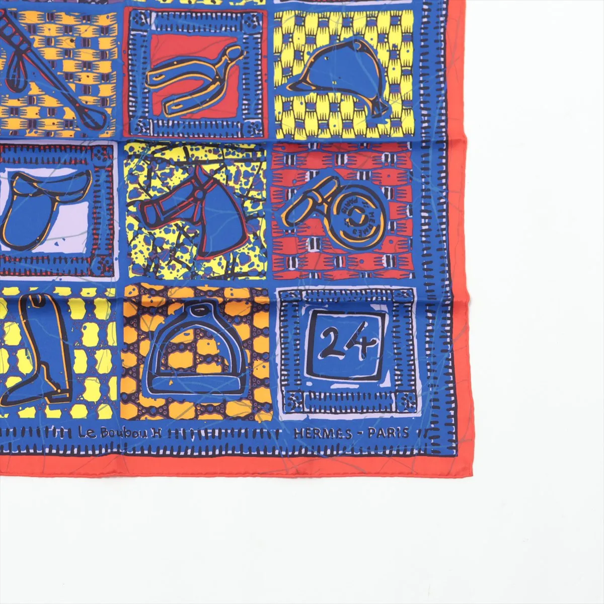 Carre 65 Le Boubou H Scarf Silk Red x Blue — view 4
