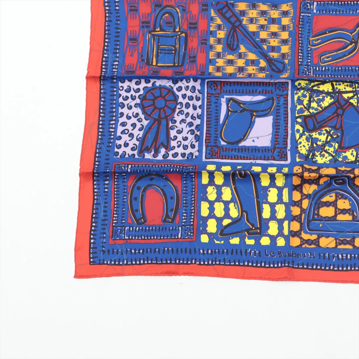 Carre 65 Le Boubou H Scarf Silk Red x Blue — view 5