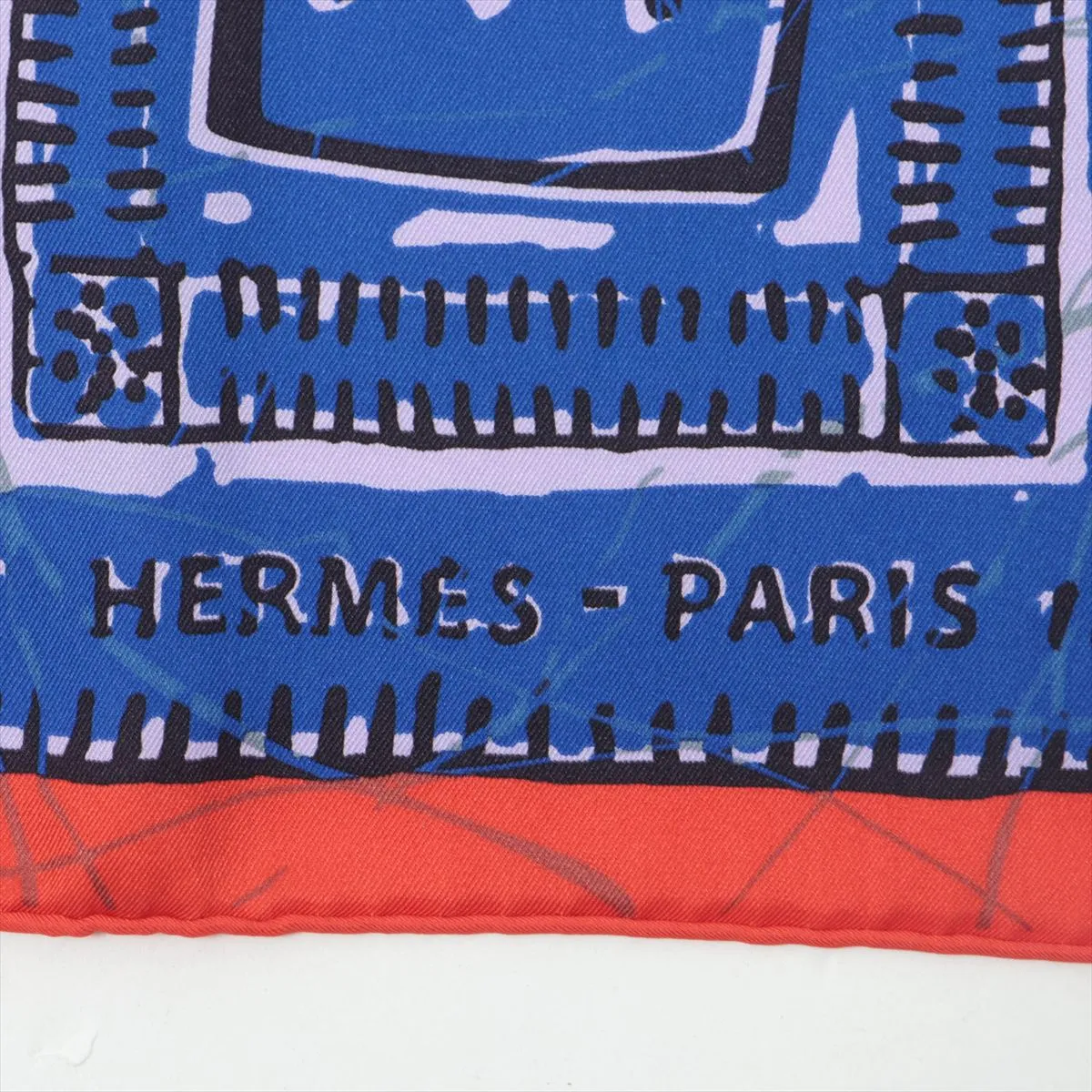 Carre 65 Le Boubou H Scarf Silk Red x Blue — view 6