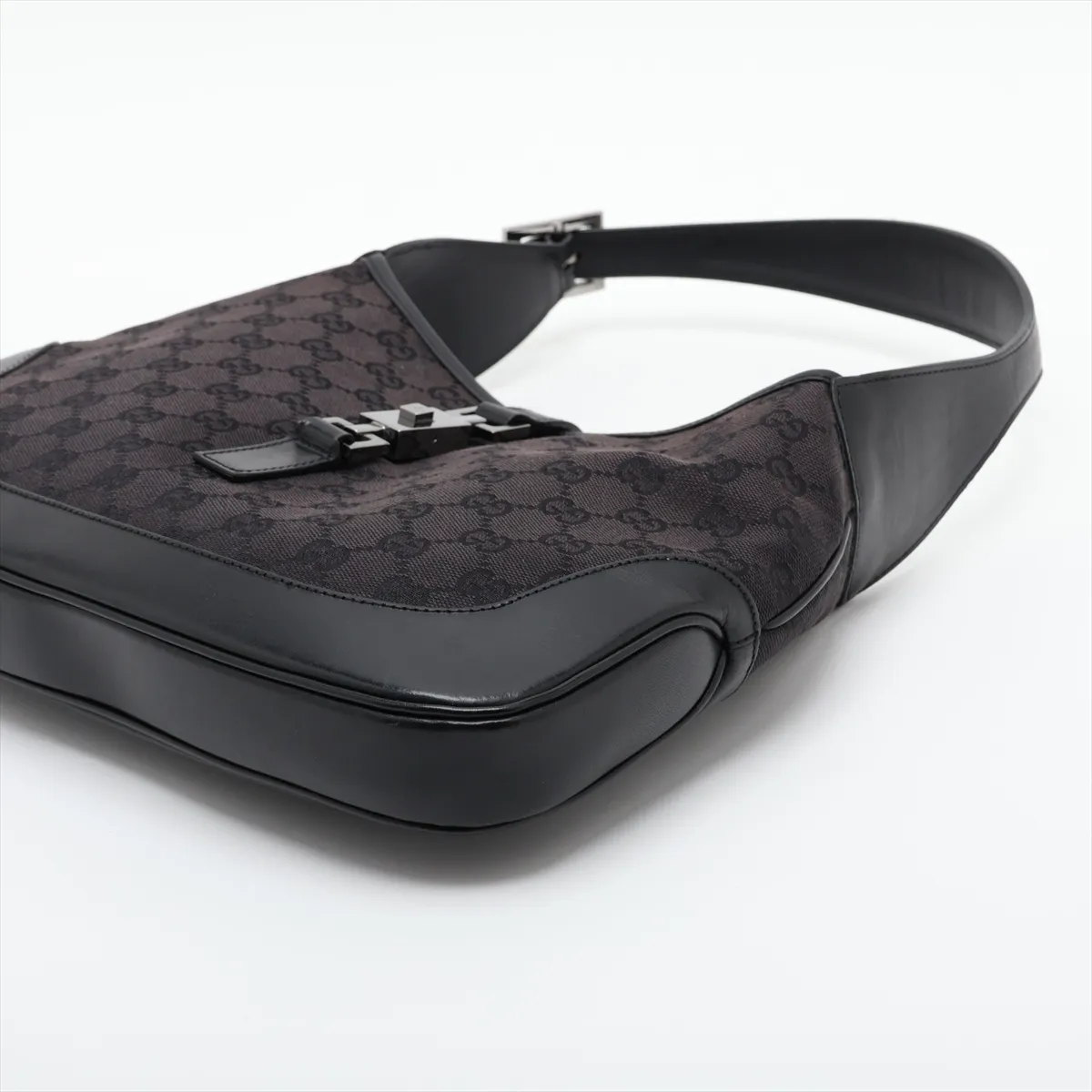 GG Canvas Jackie Canvas x Leather Shoulder Bag, Black — view 3