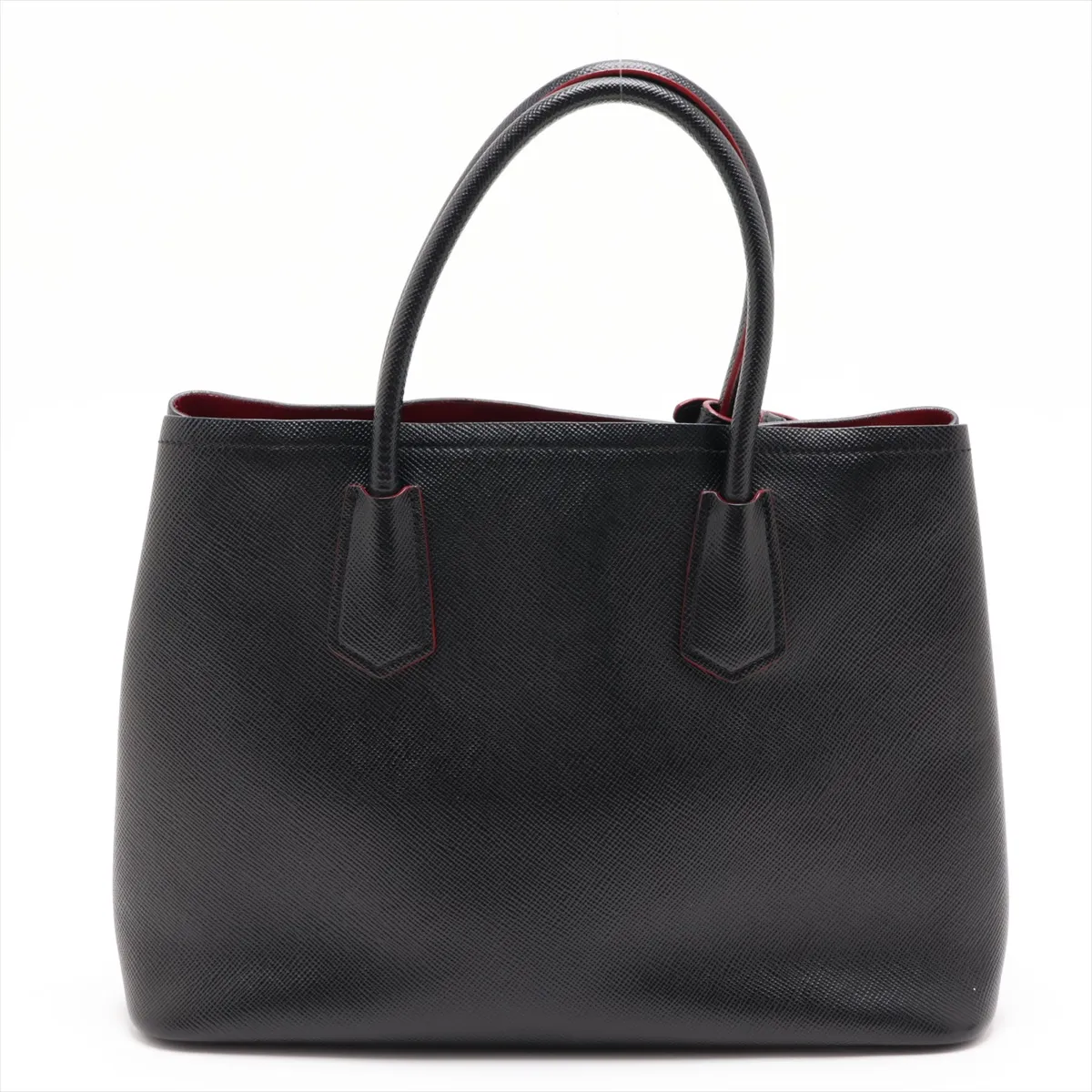 Saffiano Cuir Leather Handbag, Black — view 2