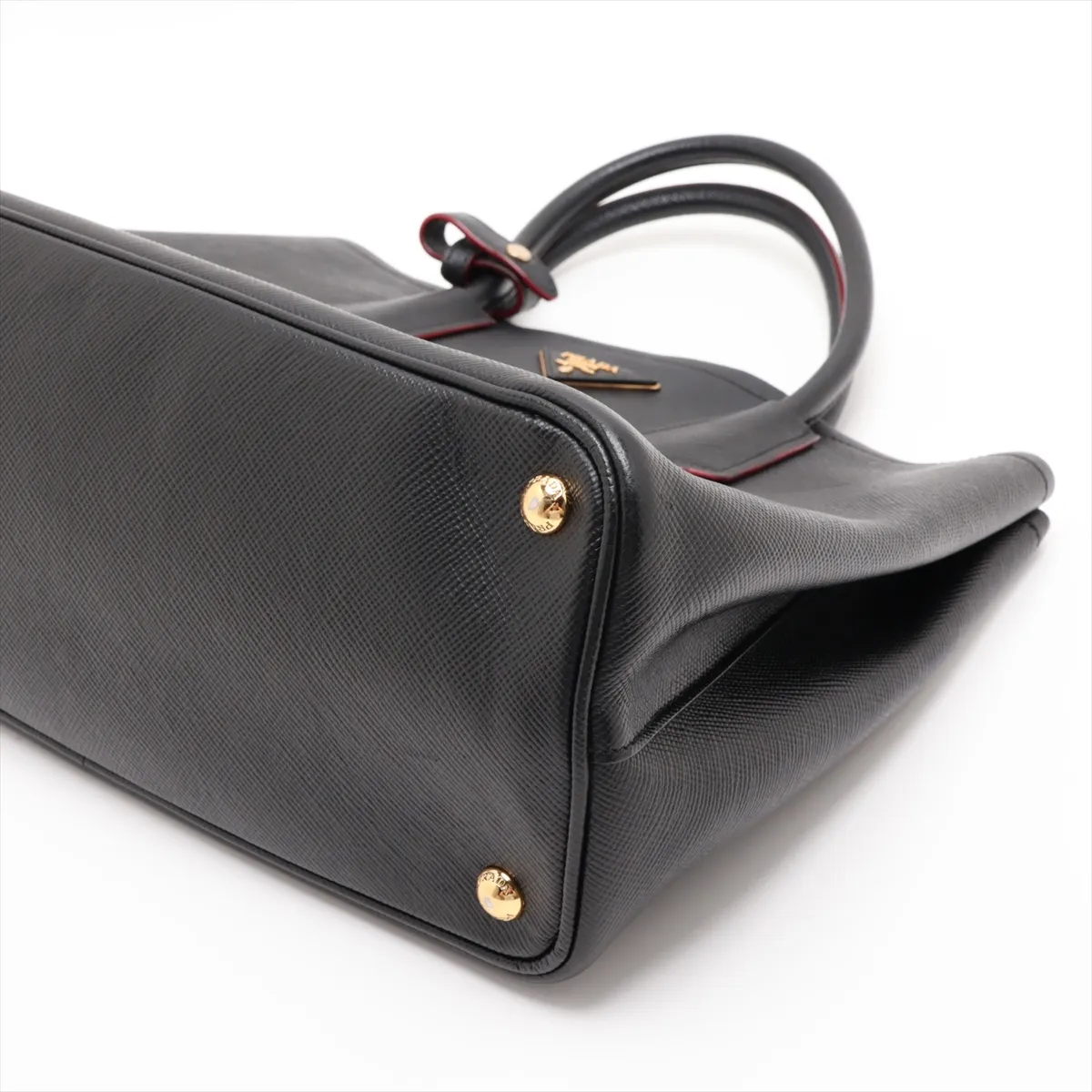 Saffiano Cuir Leather Handbag, Black — view 3