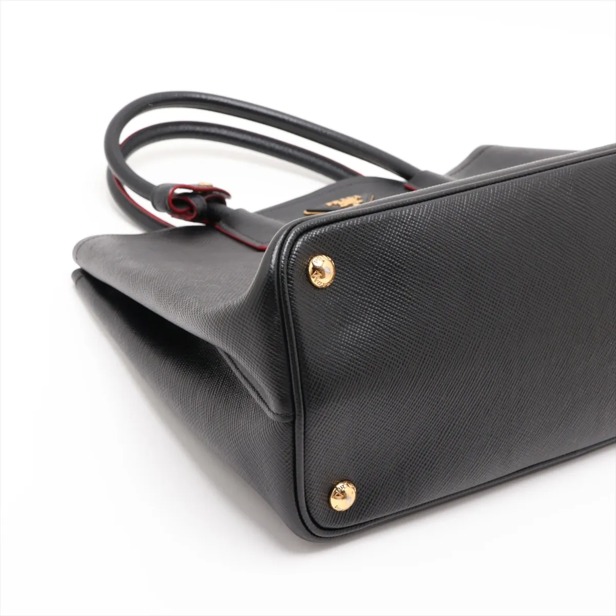 Saffiano Cuir Leather Handbag, Black — view 4