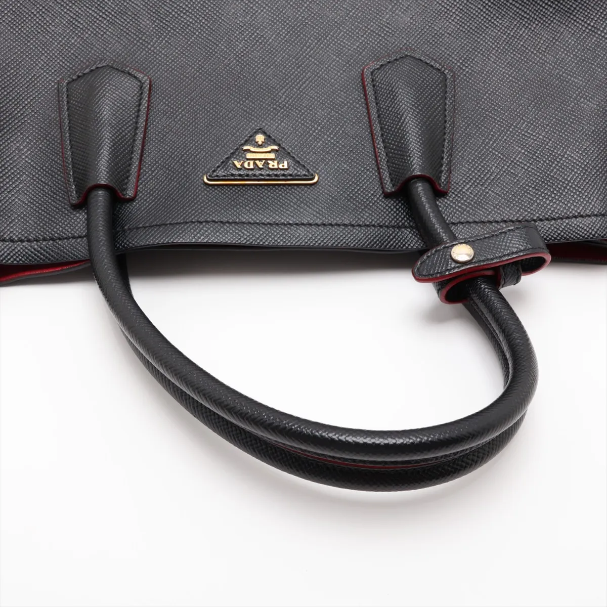 Saffiano Cuir Leather Handbag, Black — view 5