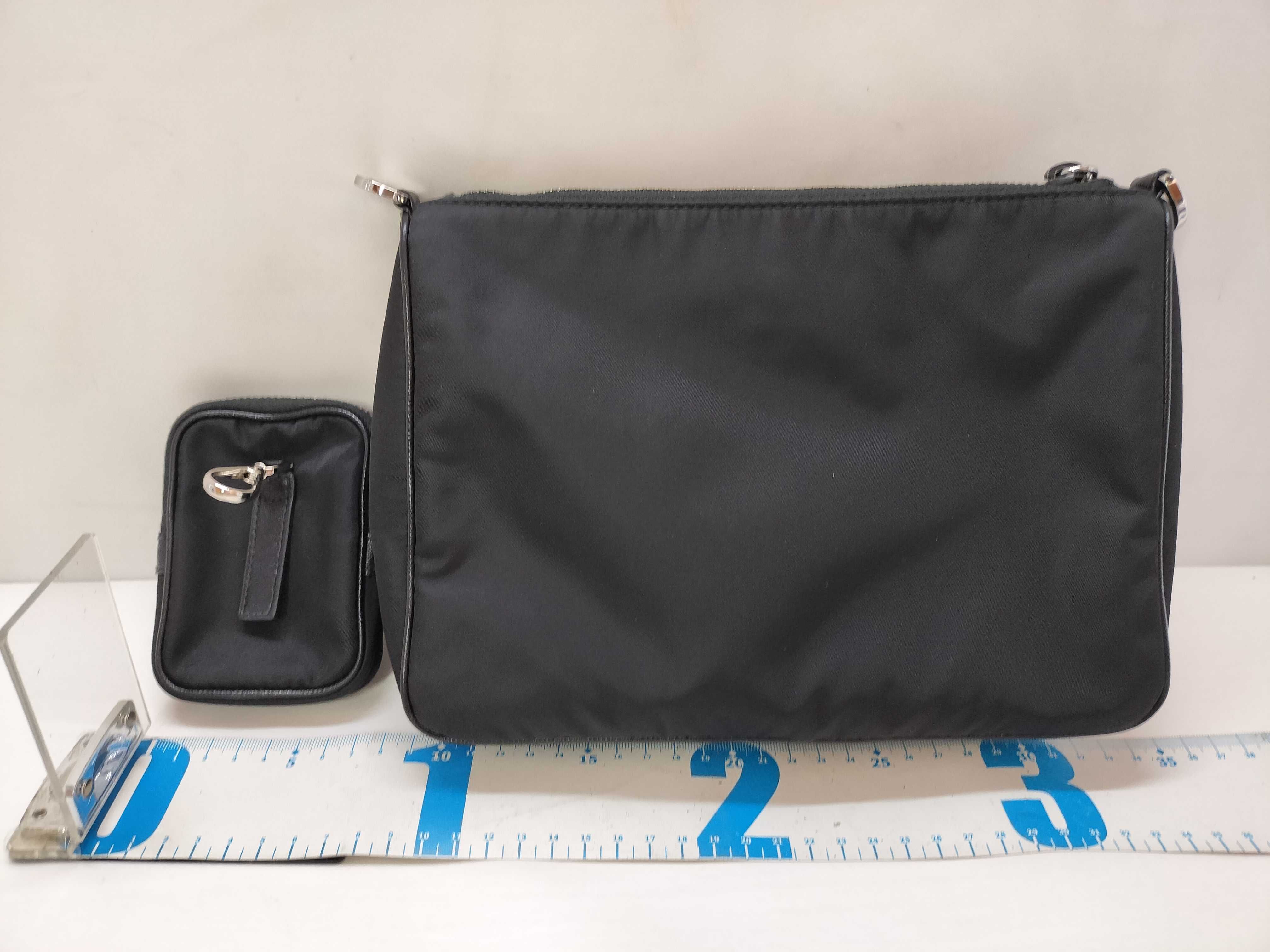 Tessuto Nylon and Leather Shoulder Bag, Black, 2VH113. Accessories: Dust bag, shoulder strap, pouch. — view 2