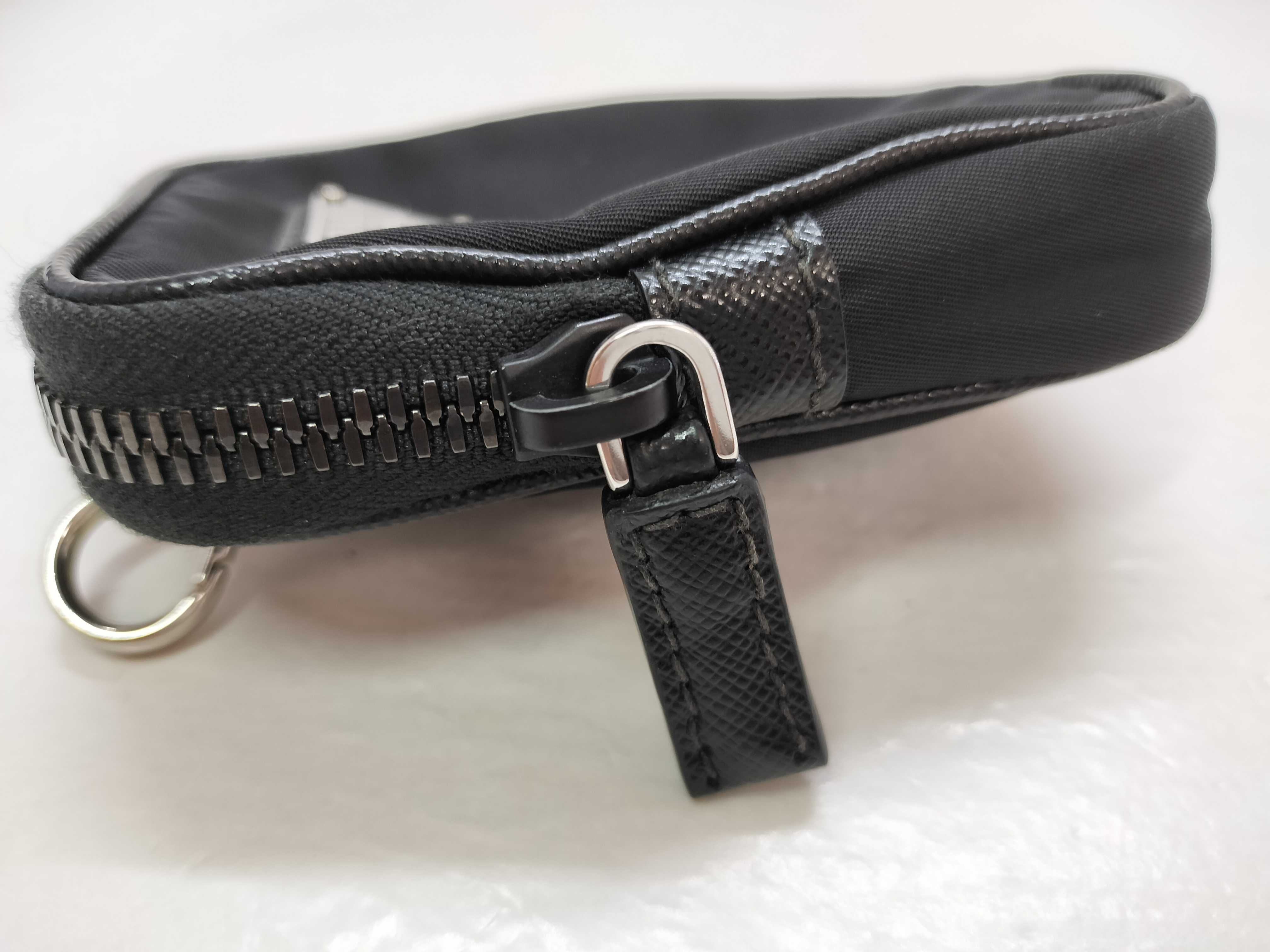 Tessuto Nylon and Leather Shoulder Bag, Black, 2VH113. Accessories: Dust bag, shoulder strap, pouch. — view 14