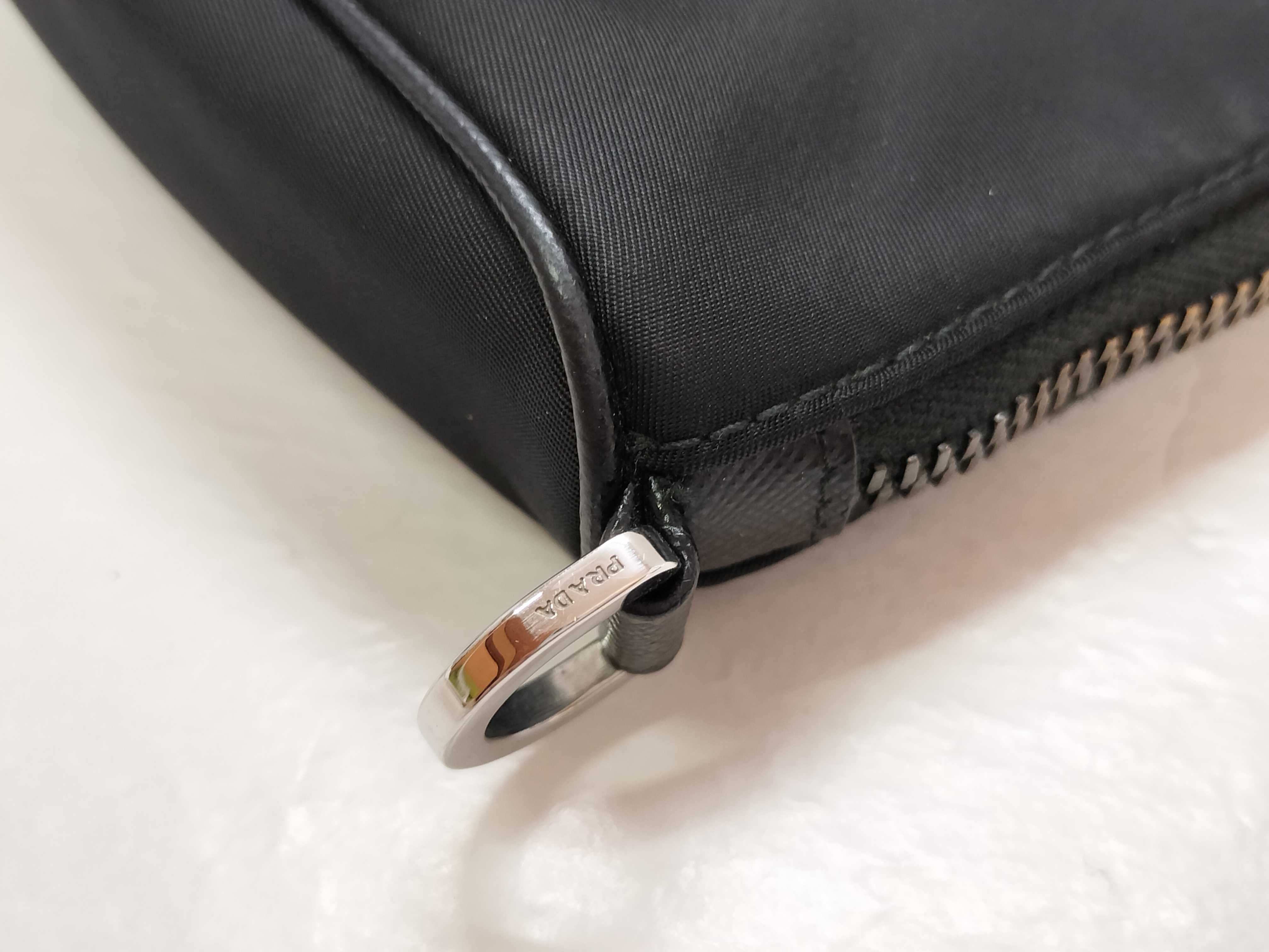 Tessuto Nylon and Leather Shoulder Bag, Black, 2VH113. Accessories: Dust bag, shoulder strap, pouch. — view 5