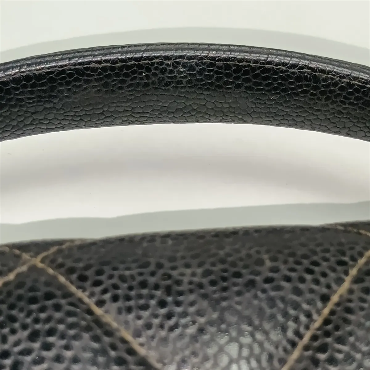 Matelassé Caviar Leather Business Bag, Black with Gold Hardware — view 11