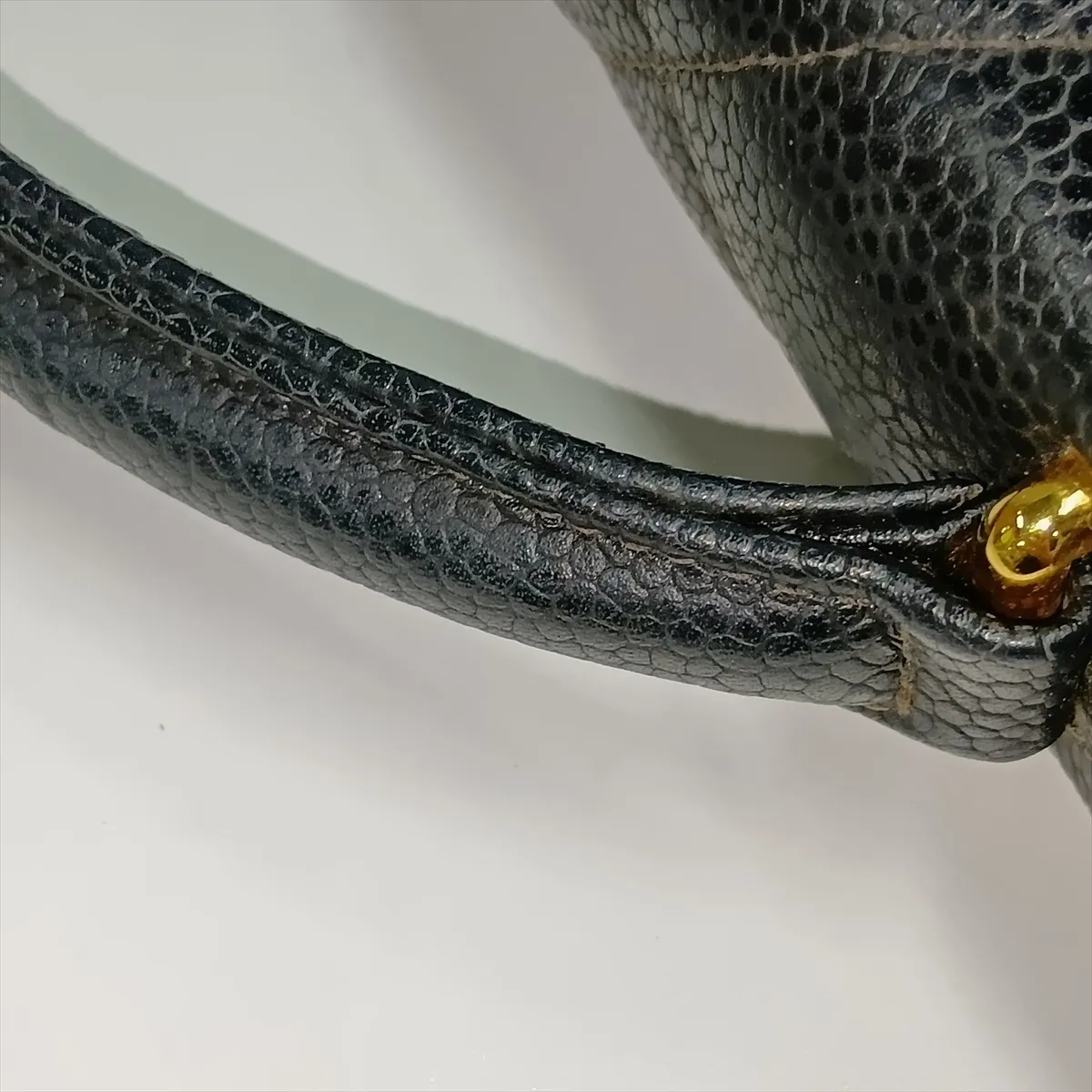 Matelassé Caviar Leather Business Bag, Black with Gold Hardware — view 12