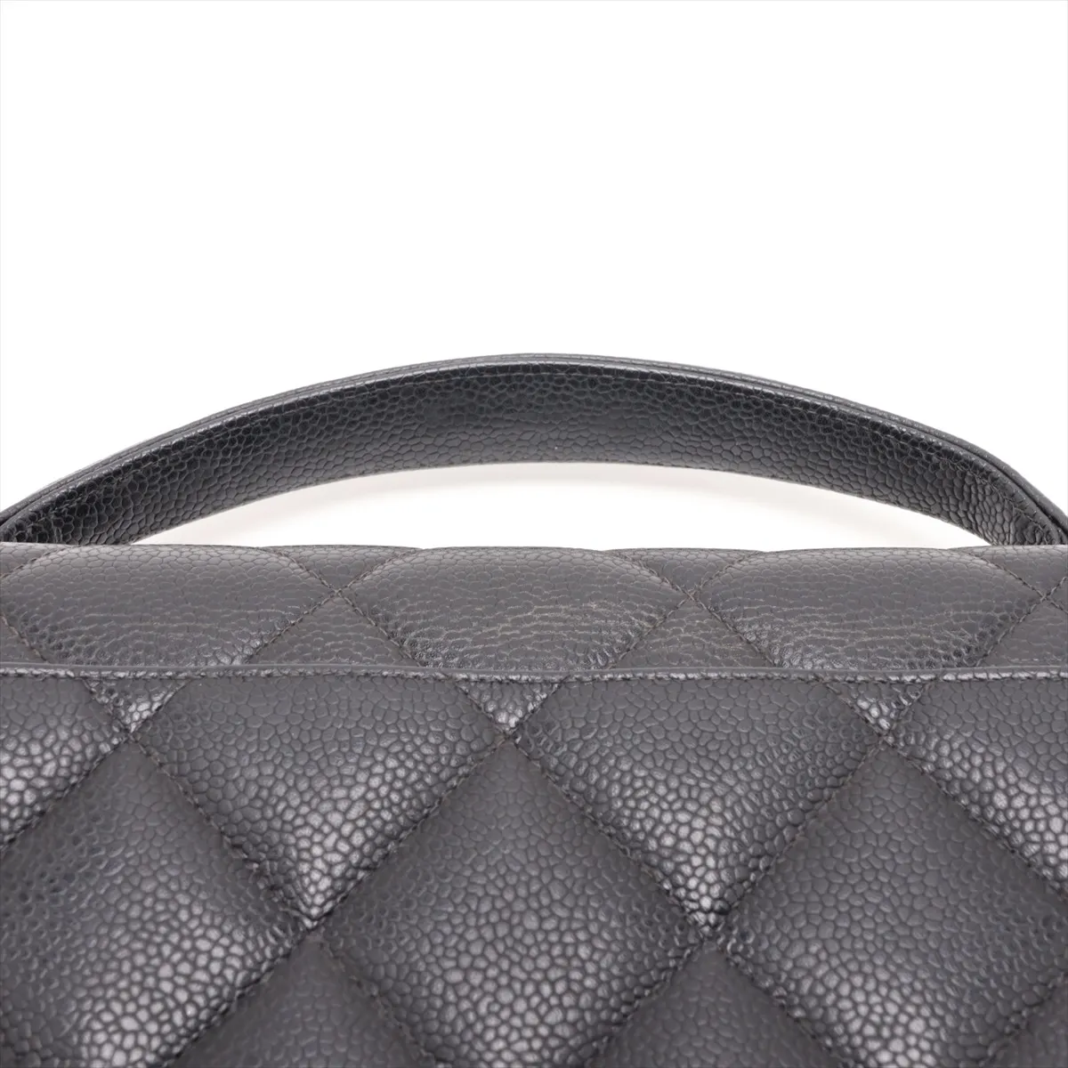 Matelassé Caviar Leather Business Bag, Black with Gold Hardware — view 6