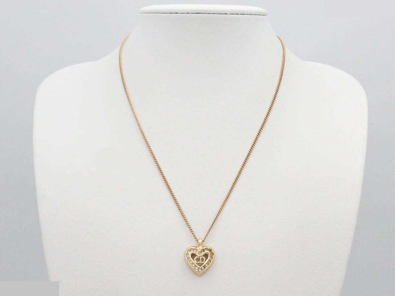 Necklace, CD, rhinestone, GP, chain approximately 42cm — view 3