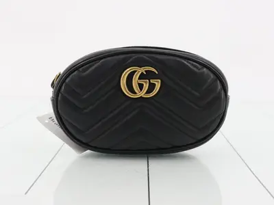 Leather Black GG Marmont Quilted Belt Waist Bag