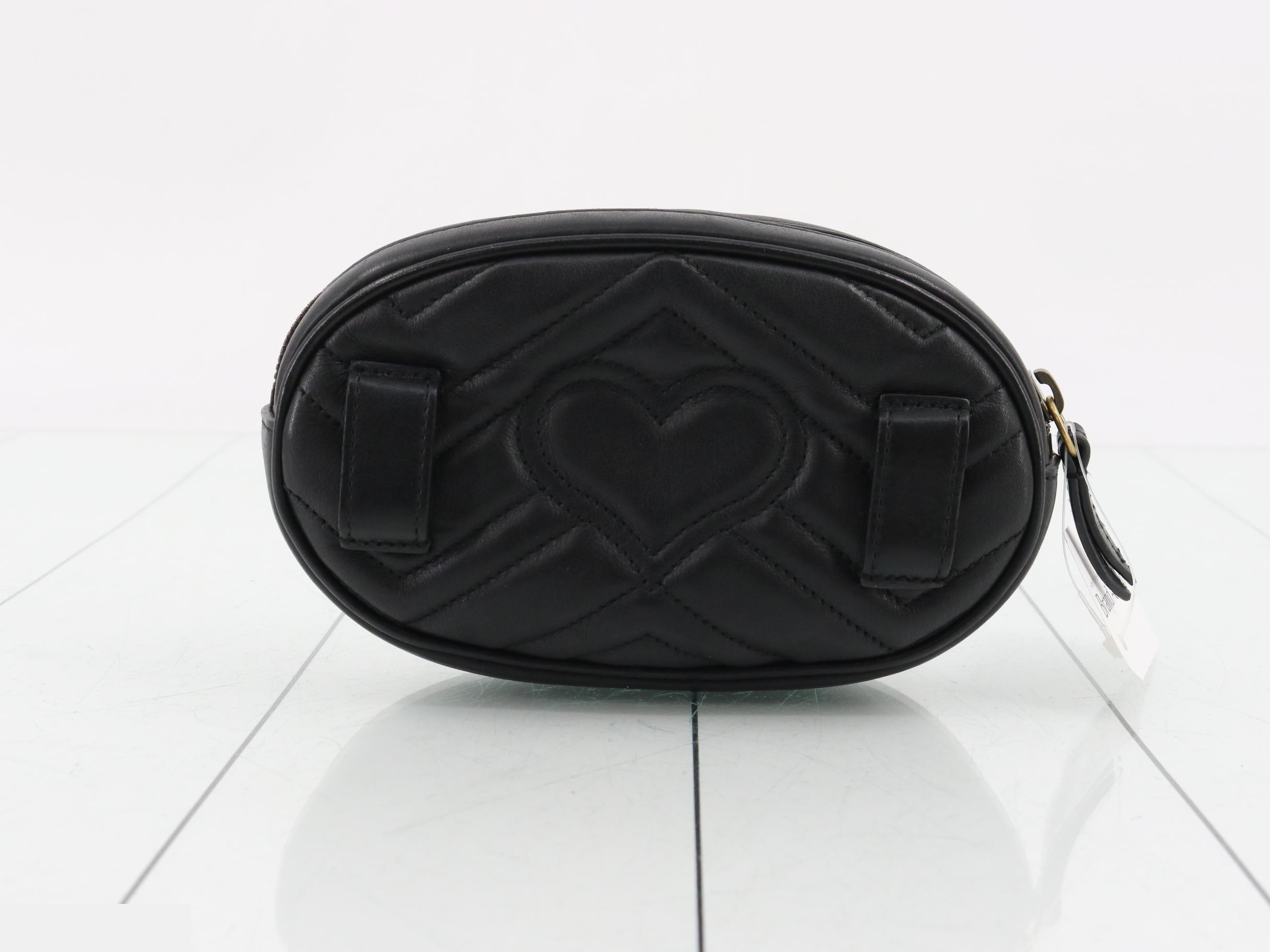 Leather Black GG Marmont Quilted Belt Waist Bag — view 2